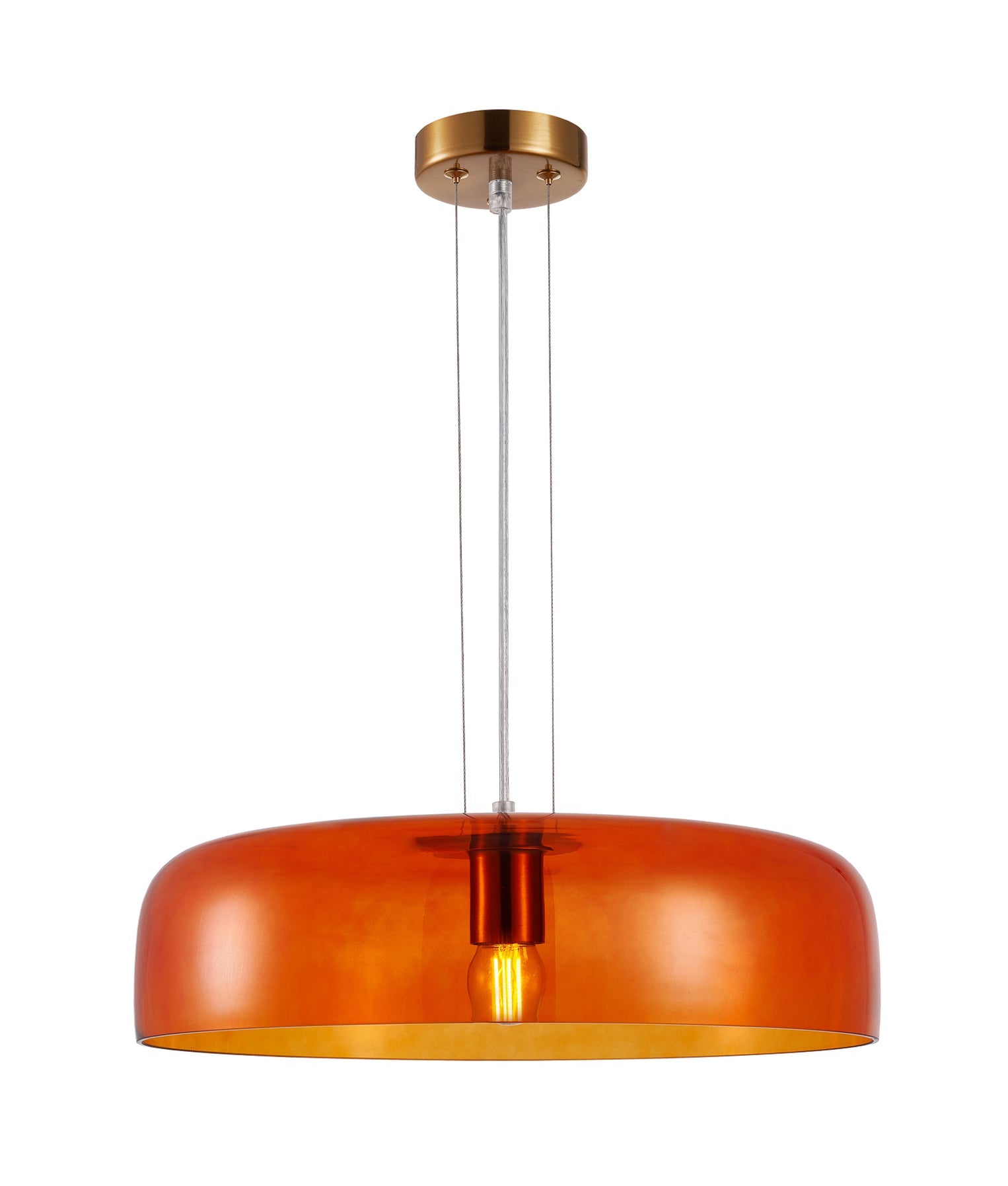 Gelatina Dome Glass With Brass Highlight Pendant Orange - GELATINA2