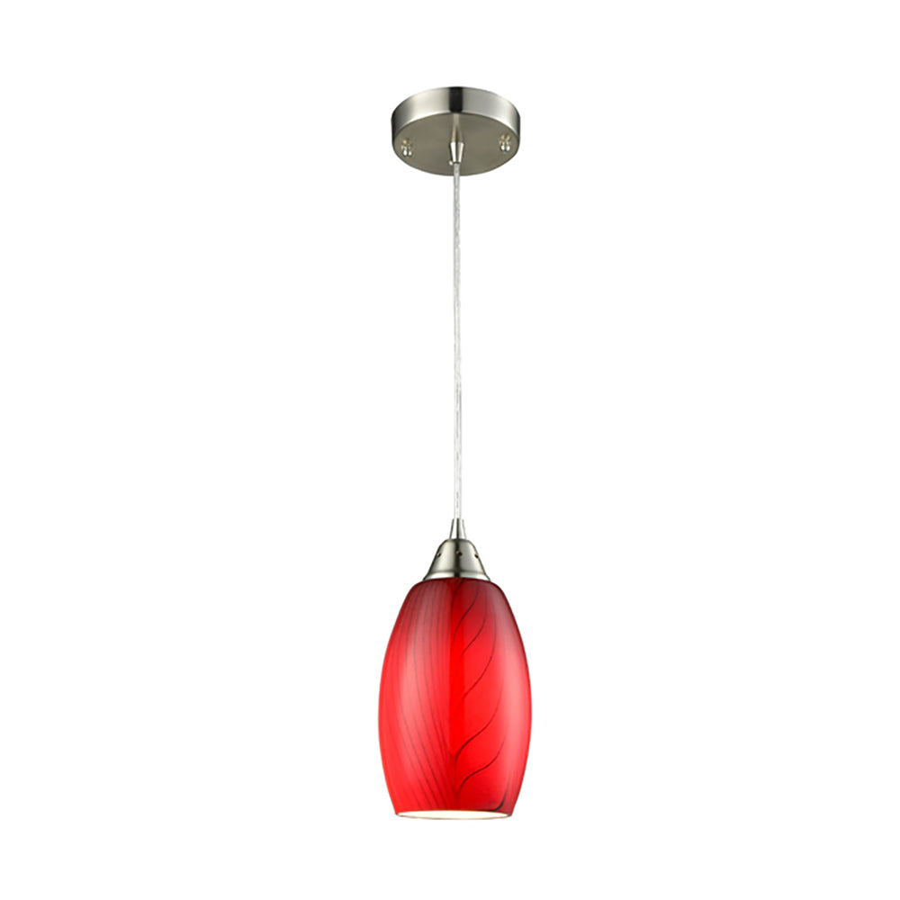 GLAZE Ellipse Hand Blown Glass 1 Light Pendant Red - GLAZE1