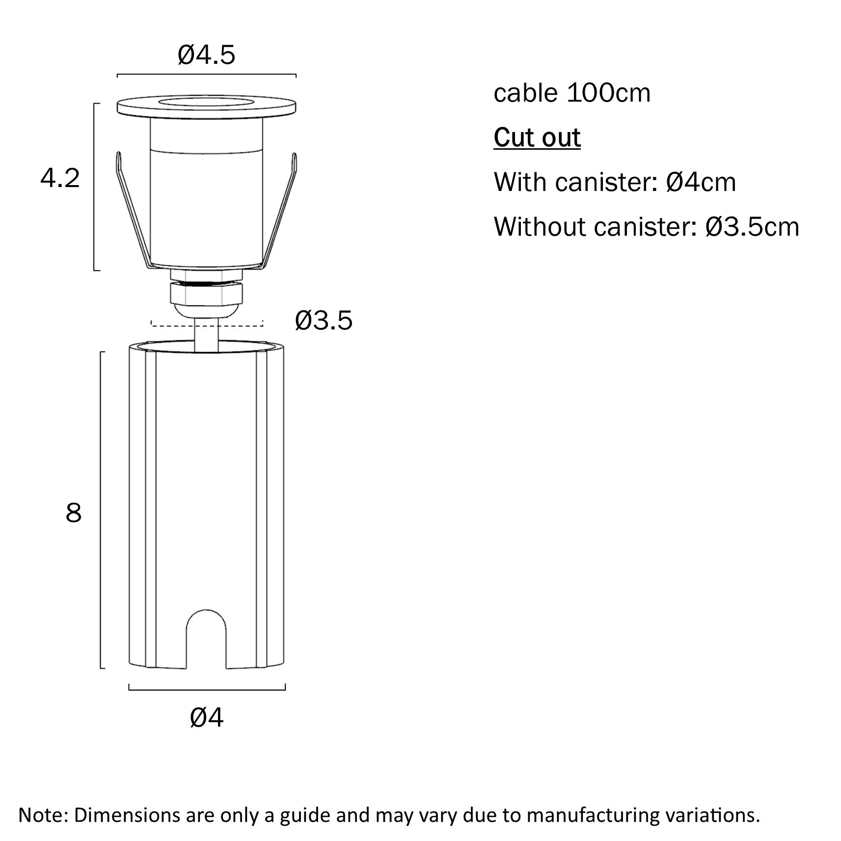Halon LED Inground Light 24V 1W 3000K Stainless Steel - HALON G1-SS324