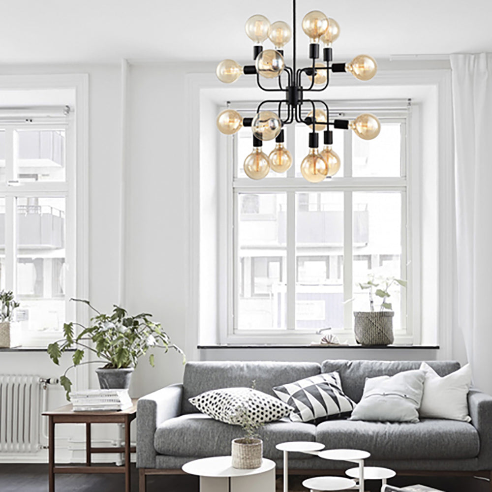 Buy Pendant Lights Australia HEXADE Modern Abstract 16 Light Pendant Black - HEXADE1