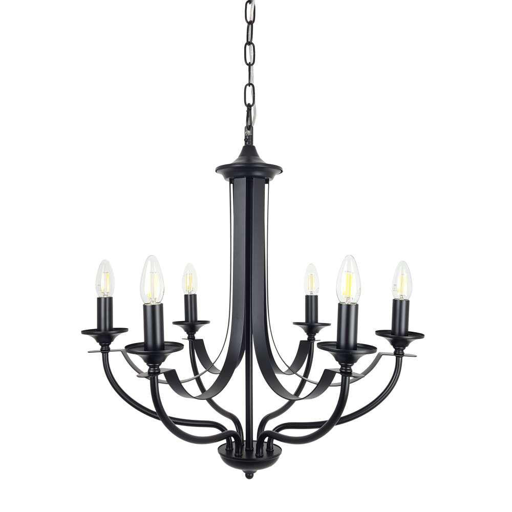 Buy Chandeliers Australia Fiorentino Lighting - HOODSHIRE 6 Light Chandelier Black