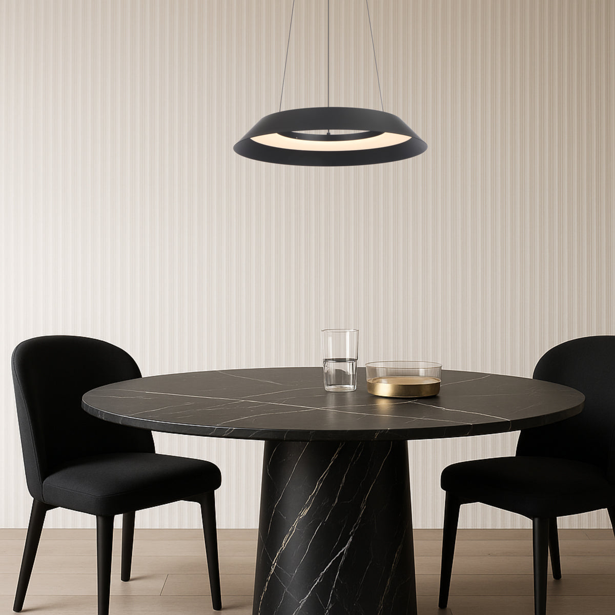 Hovin 430mm LED Pendant Light Black - HOVIN PE43-BK