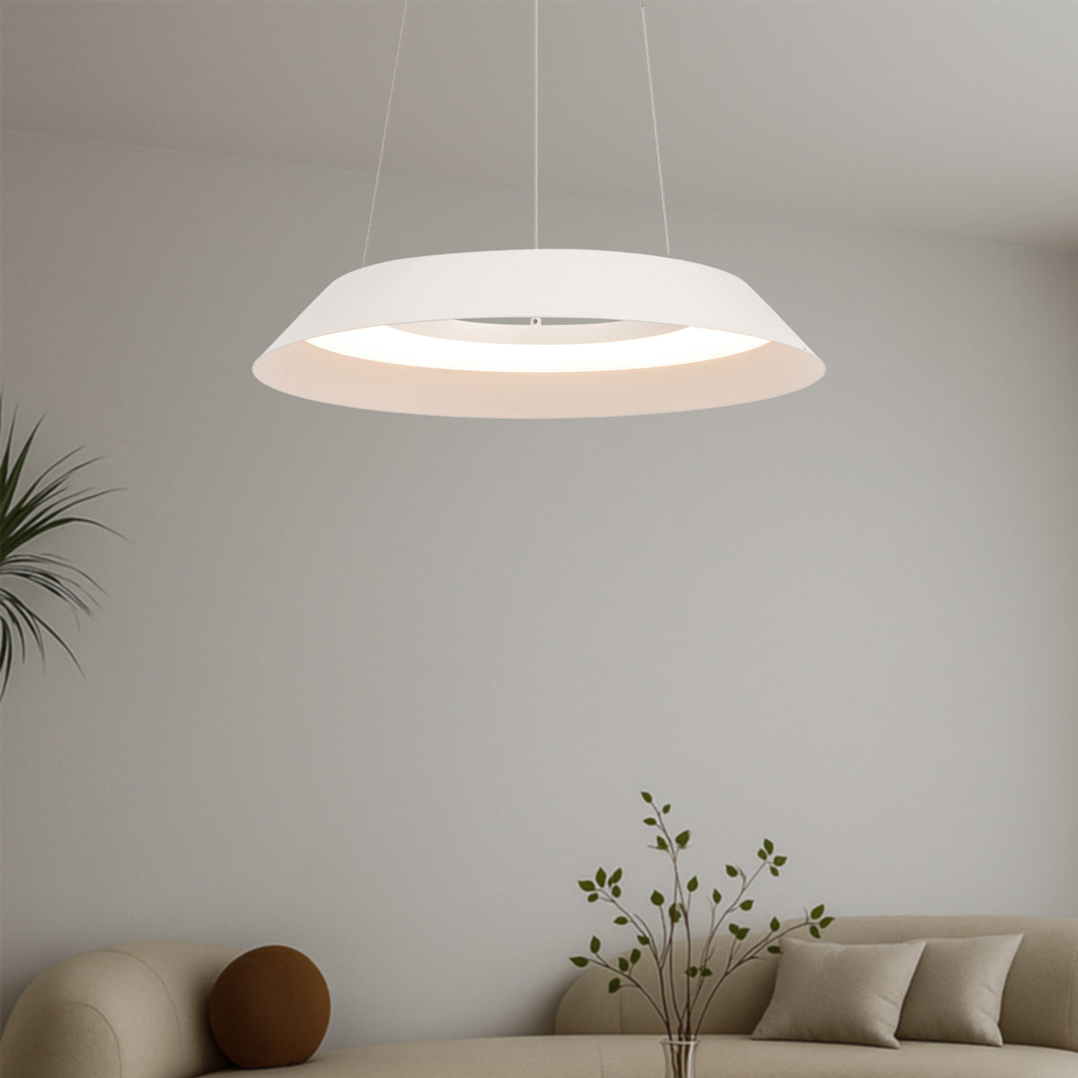 Hovin 430mm LED Pendant Light White - HOVIN PE43-WH