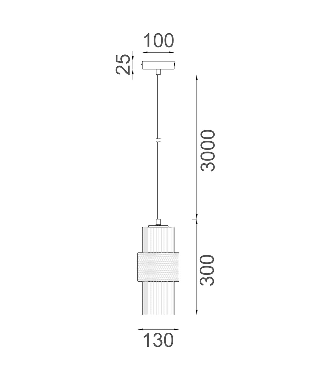 Hueca Double Cylinder Ribbed with Segment Pendant Lights Smokey Black - HUECA1