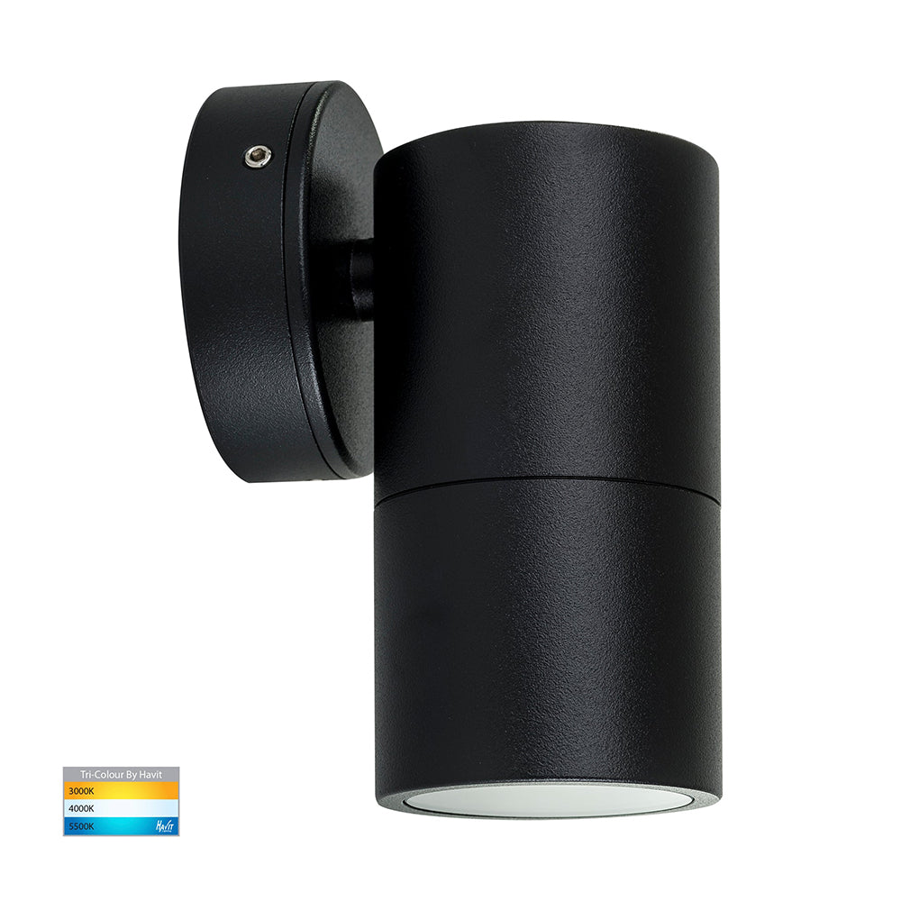 Tivah Exterior Wall Light Fixed 5W Black Aluminium 3CCT - HV1127GU10T