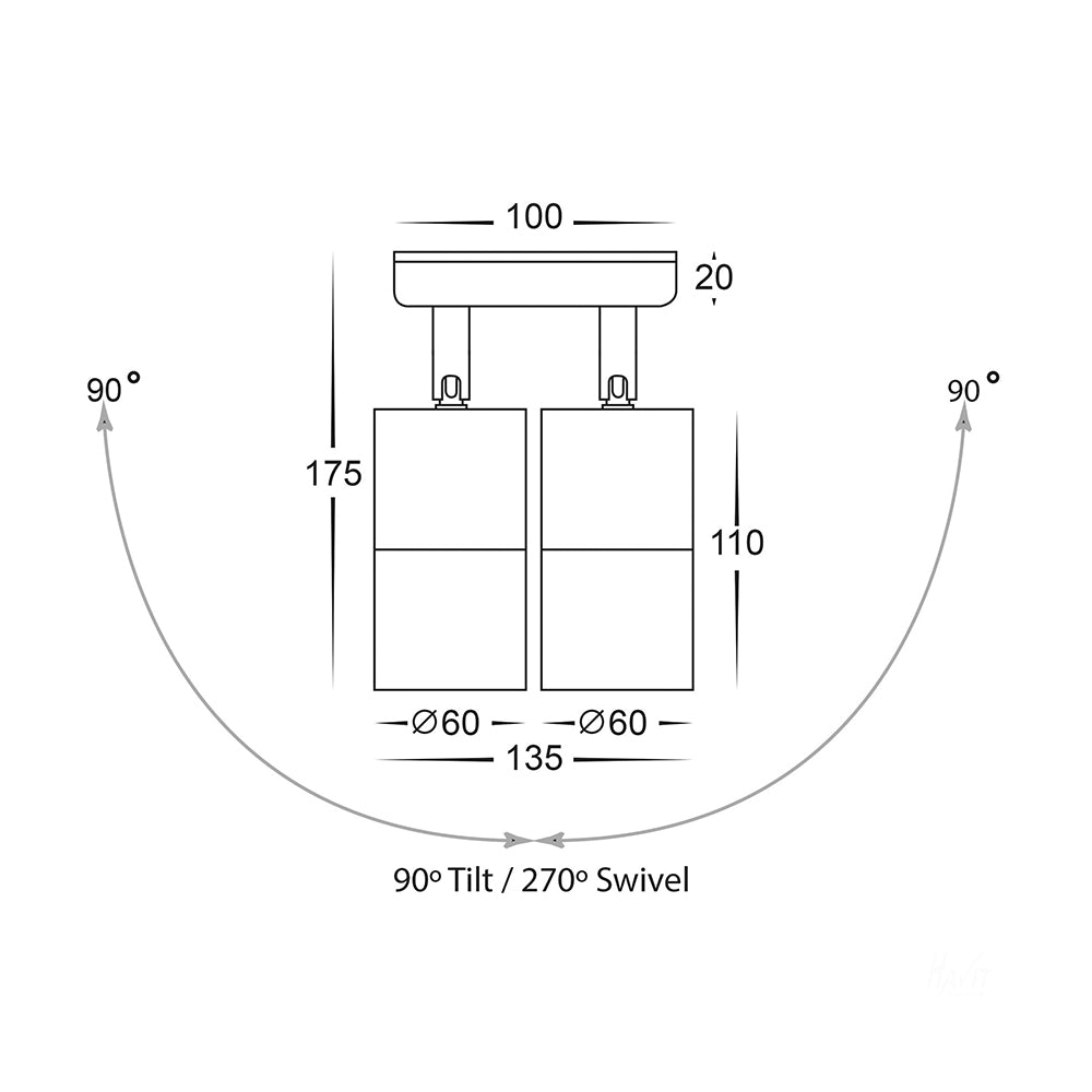 Buy Exterior Spotlights Australia Tivah Exterior 2 Spotlights Adjustable 5W 316 Stainless Steel 3CCT - HV1307GU10T