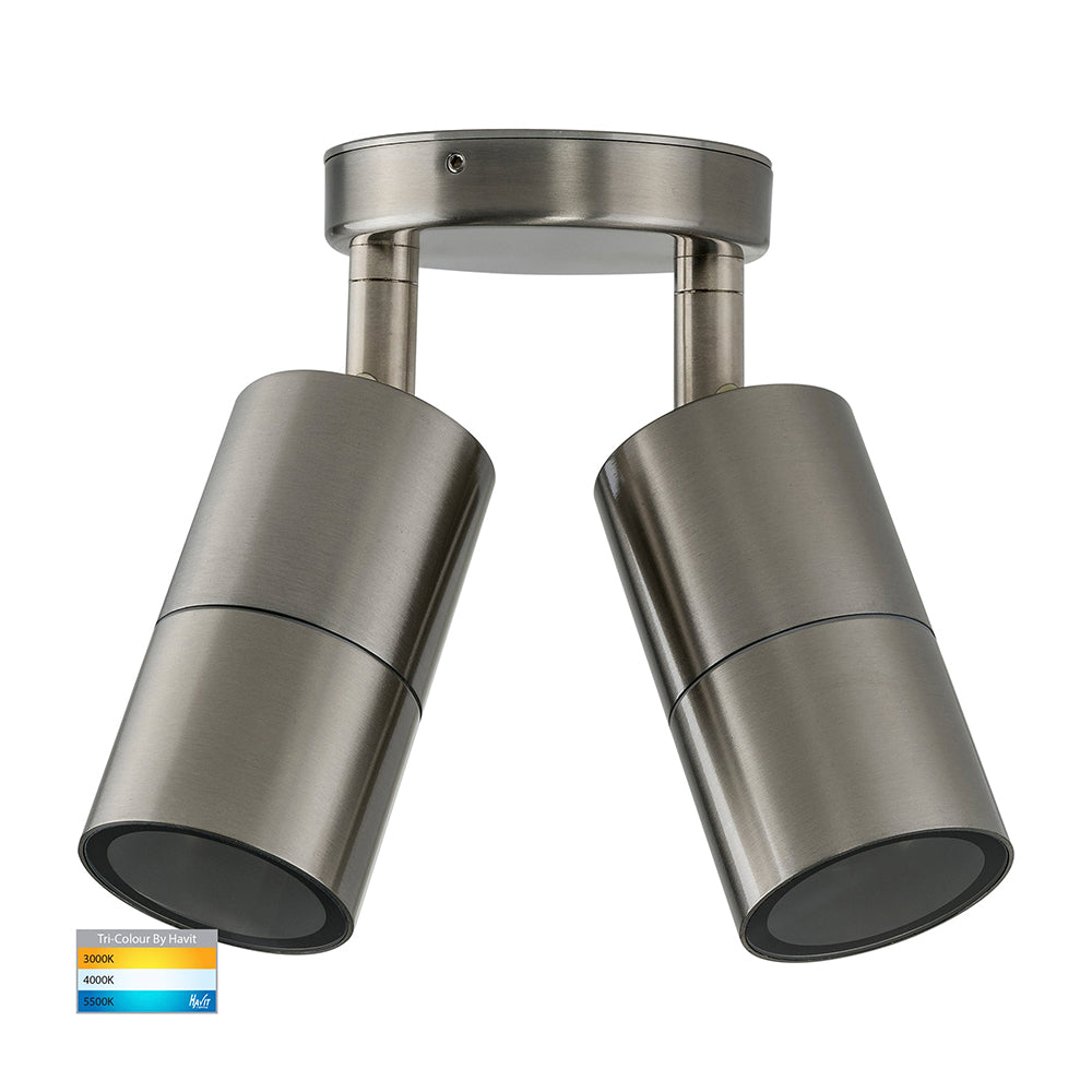 Buy Exterior Spotlights Australia Fortis Exterior 2 Spotlight Adjustable 5W 304 Stainless Steel 3CCT - HV1372T