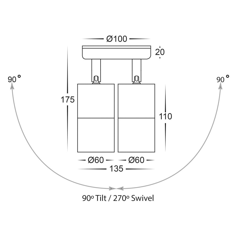 Buy Exterior Wall Lights Australia Tivah Exterior 2 Spotlight 12V B120° Graphite Solid Brass 3CCT - HV1377MR16T
