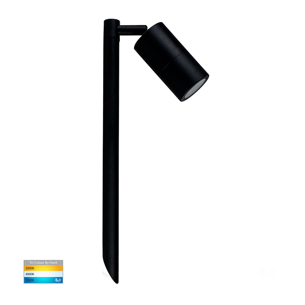 Buy Spike Lights Australia Tivah Spike Spotlight Adjustable 12V H405mm Black Aluminium 3CCT - HV1407T-BLK
