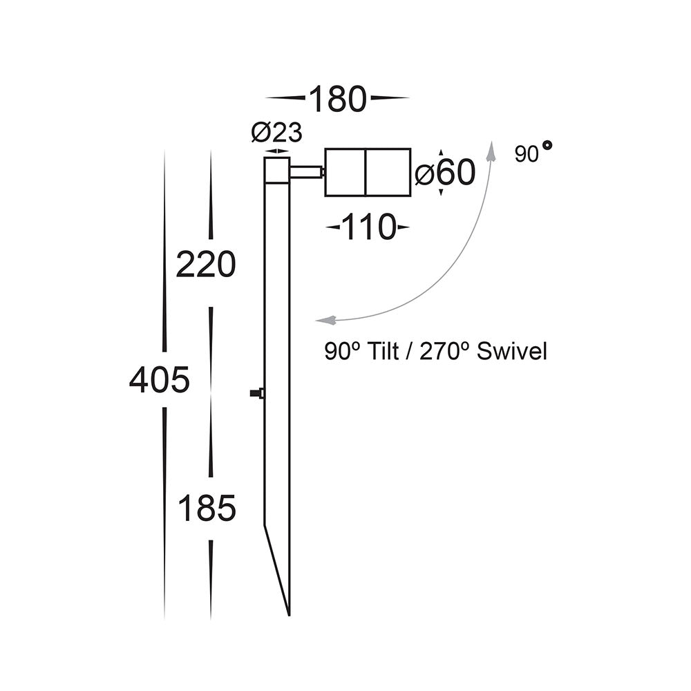 Buy Spike Lights Australia Tivah Spike Spotlight Adjustable 12V H405mm Solid Copper 3CCT - HV1413T