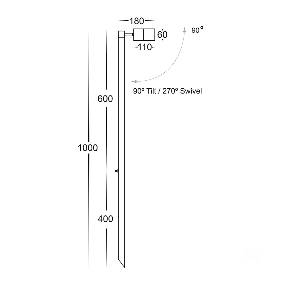 Buy Spike Lights Australia Tivah Spike Spotlight Adjustable 12V H1000mm Black Aluminium 3CCT - HV1423T