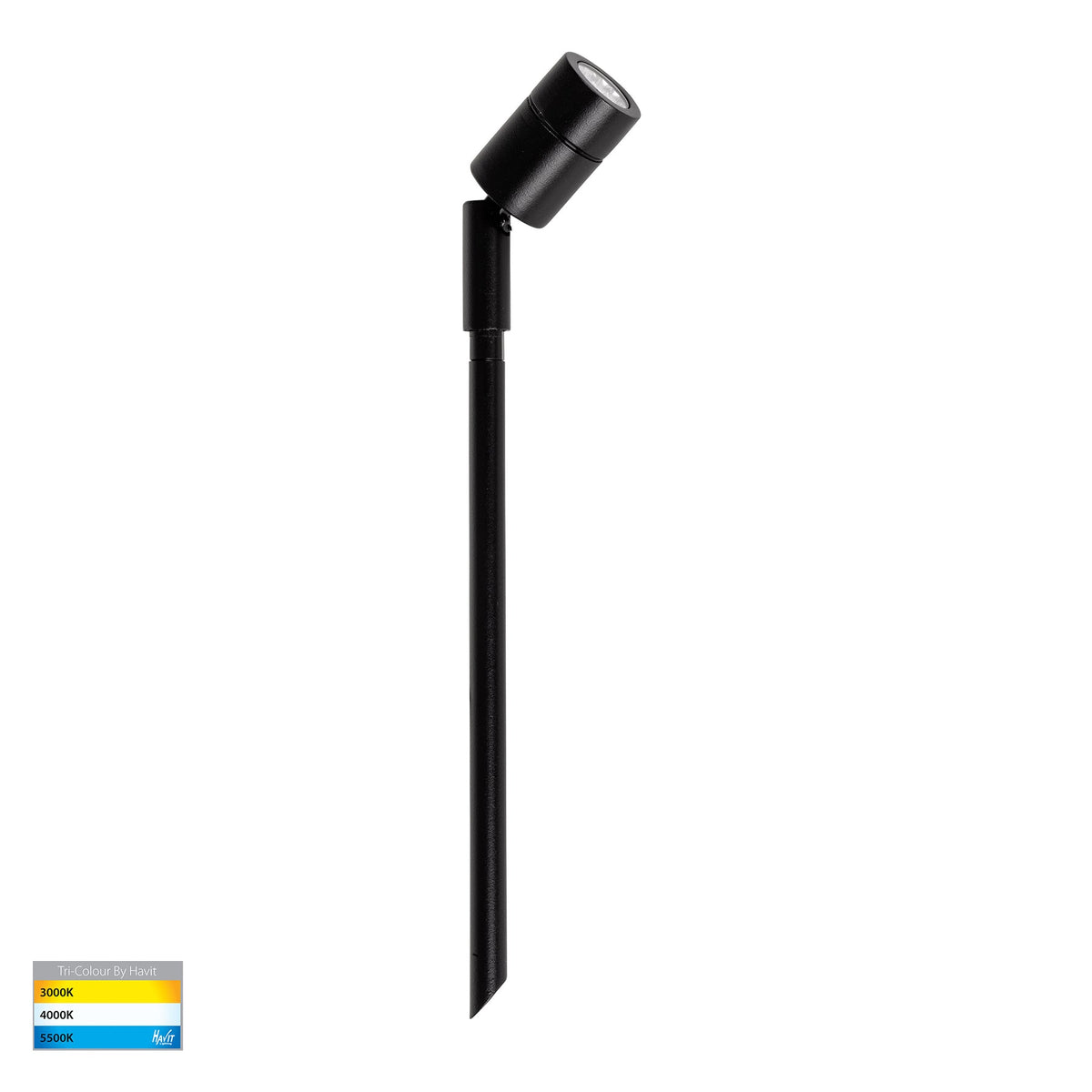 Mali LED Garden Spike Spotlight 12V 1.5W Tri Colour Black - HV1446T-BLK