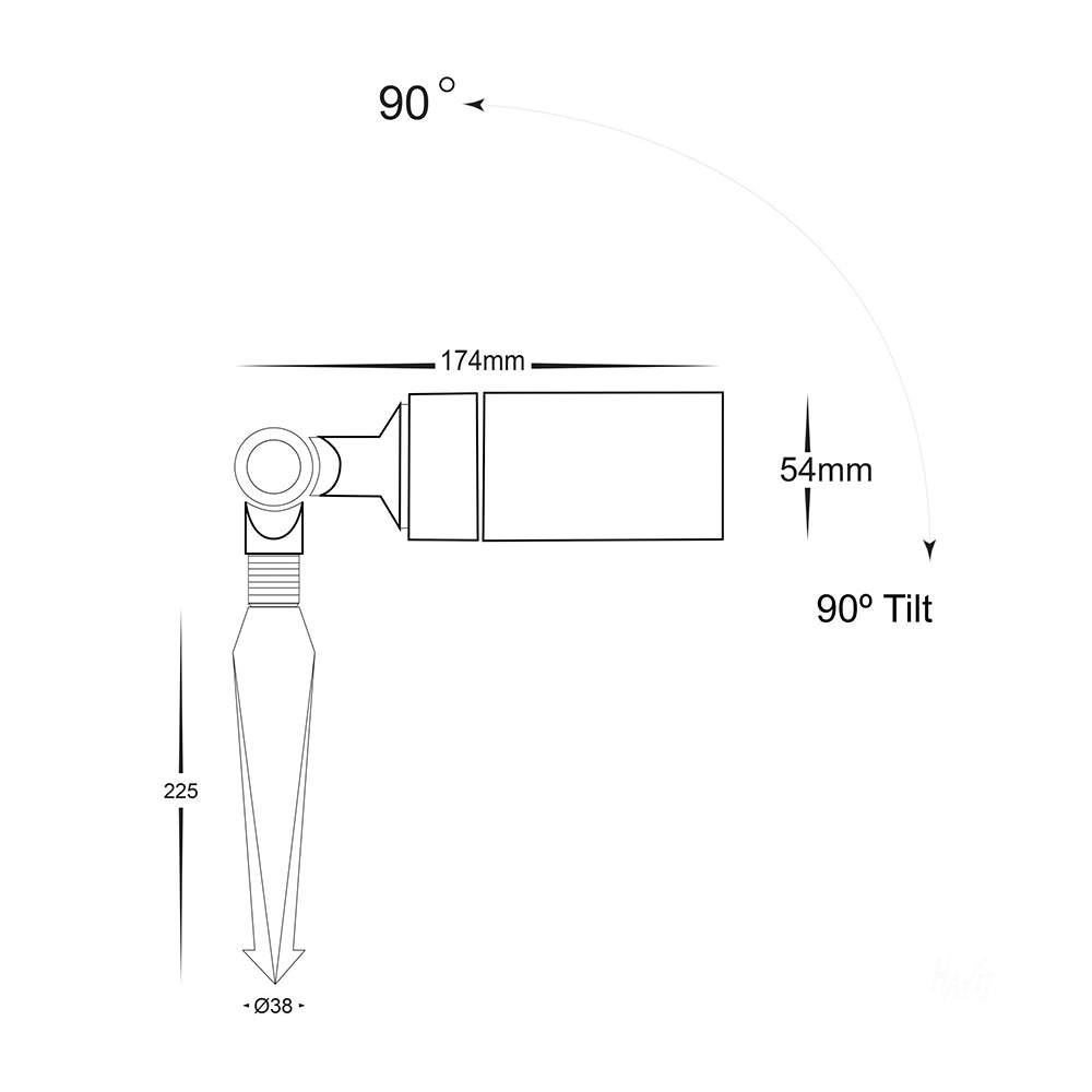 Buy Spike Lights Australia Laiton Spike Spotlight 12V Adjustable Antique Brass - HV1451T