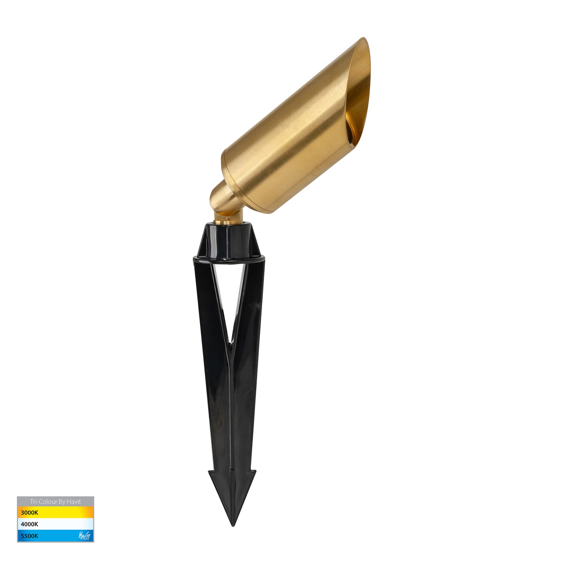 Shawl LED Garden Spike Light 12V 5W TRI Color Brass - HV1458T-BR