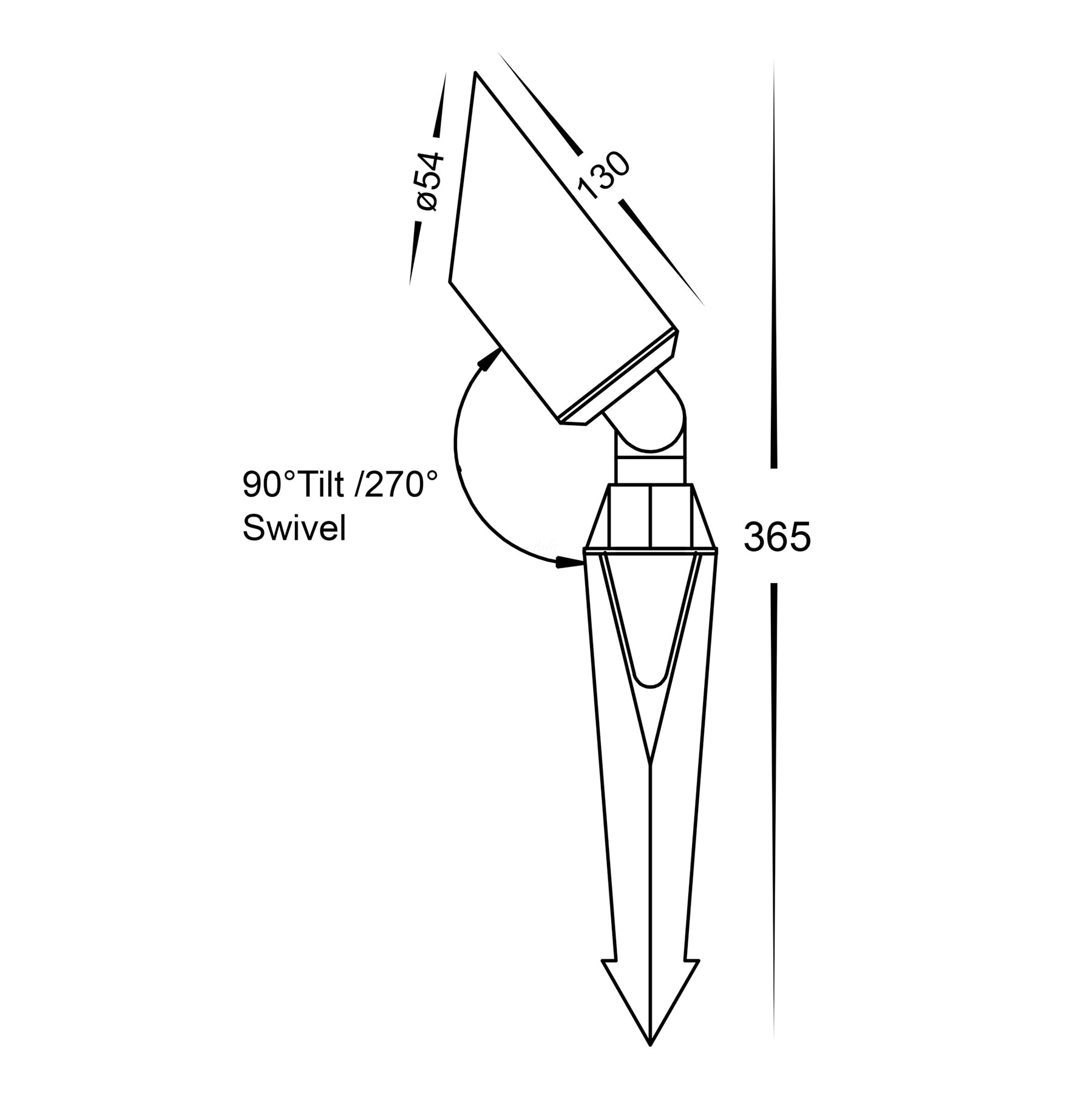 Shawl Solid Brass LED Garden Spike Light 5W TRI Colour Black - HV1458T-BLK