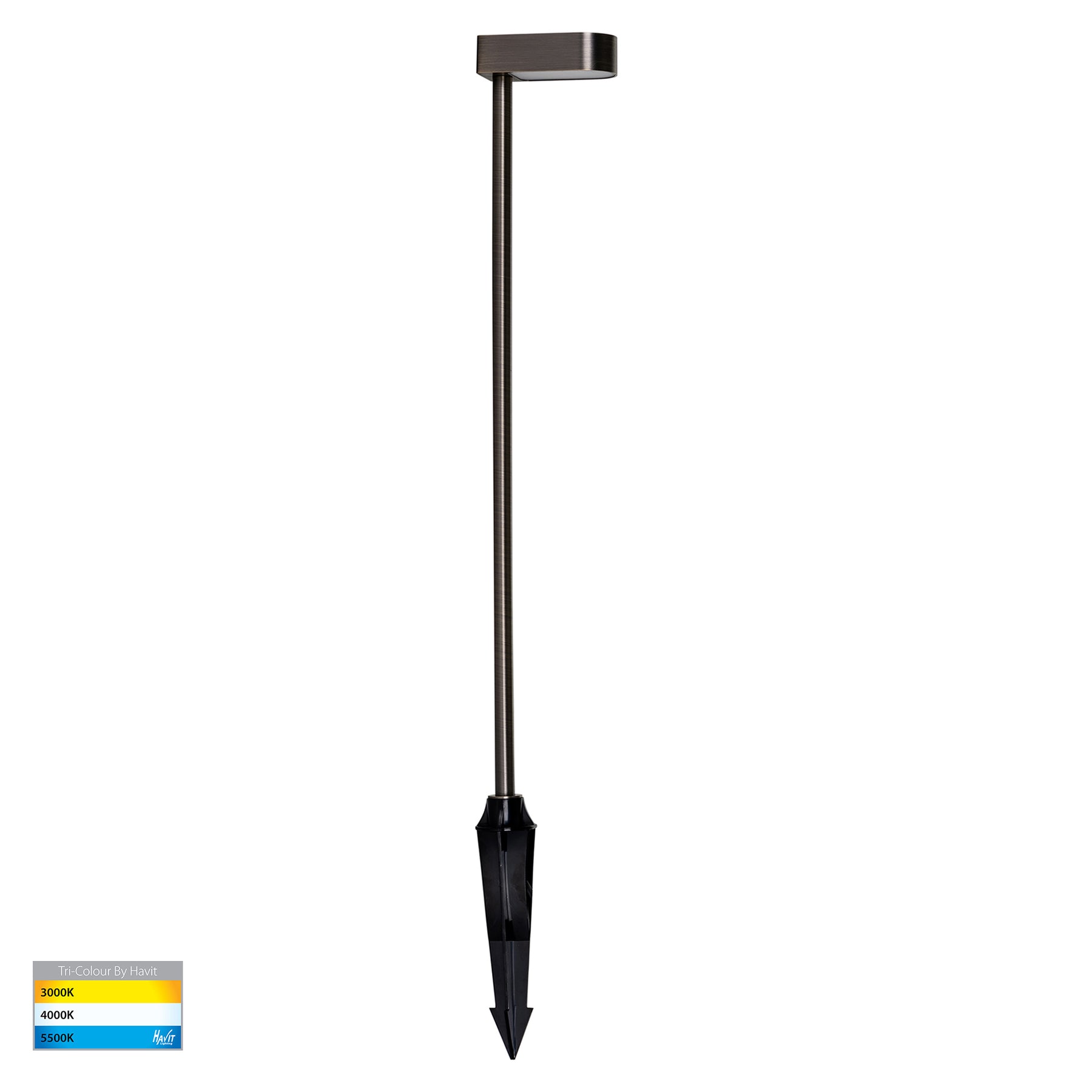 Lindri LED Bollard Light 5W Tri Colour Antique Brass - HV1517T-AB-24V