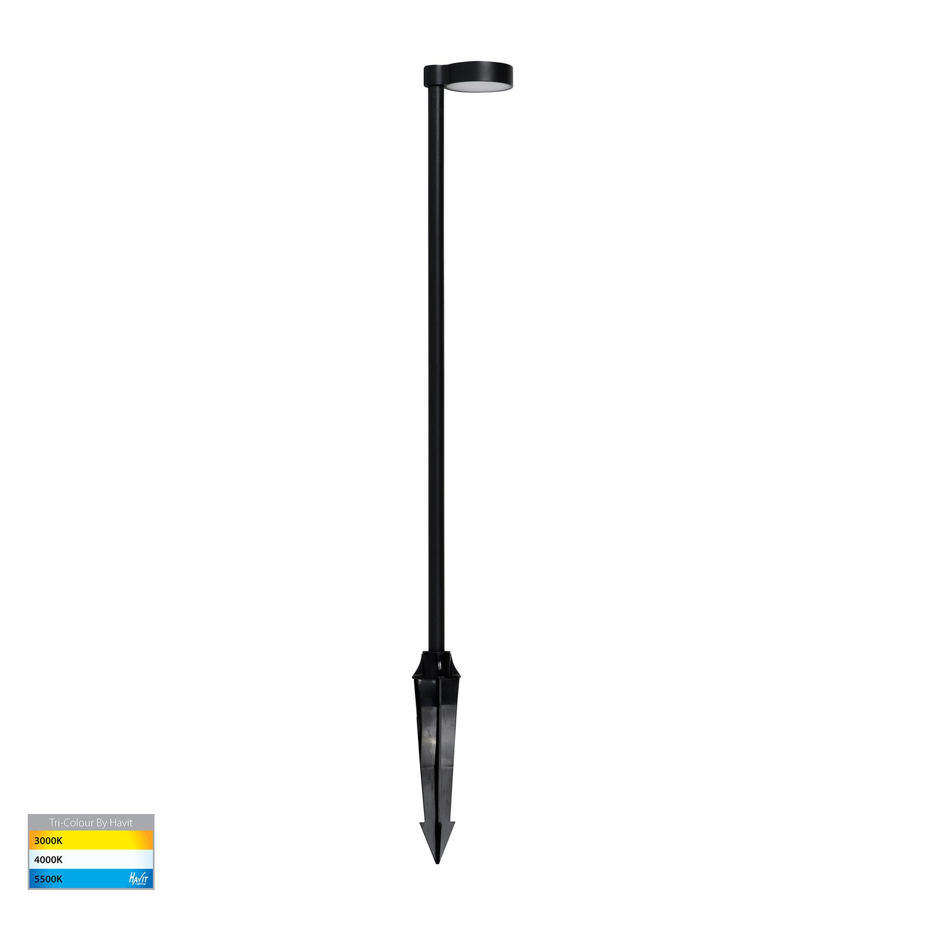Liueg 90mm LED Bollard Spike Light 24V 5W Tri Colour Black - HV1522T-BLK-24V