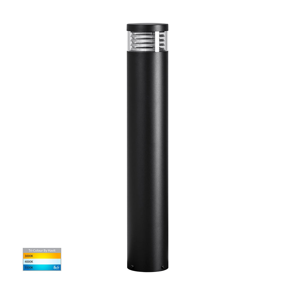 Buy Bollard Lights Australia Maxi Louvred Bollard Light 12V H600mm Black 316 Stainless Steel 3CCT - HV1616T-BLK-12V