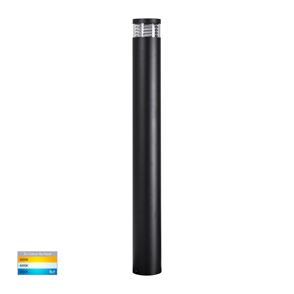 Maxi Louvred Bollard Light H900mm Black 316 Stainless Steel 3CCT - HV1618T-BLK-240V