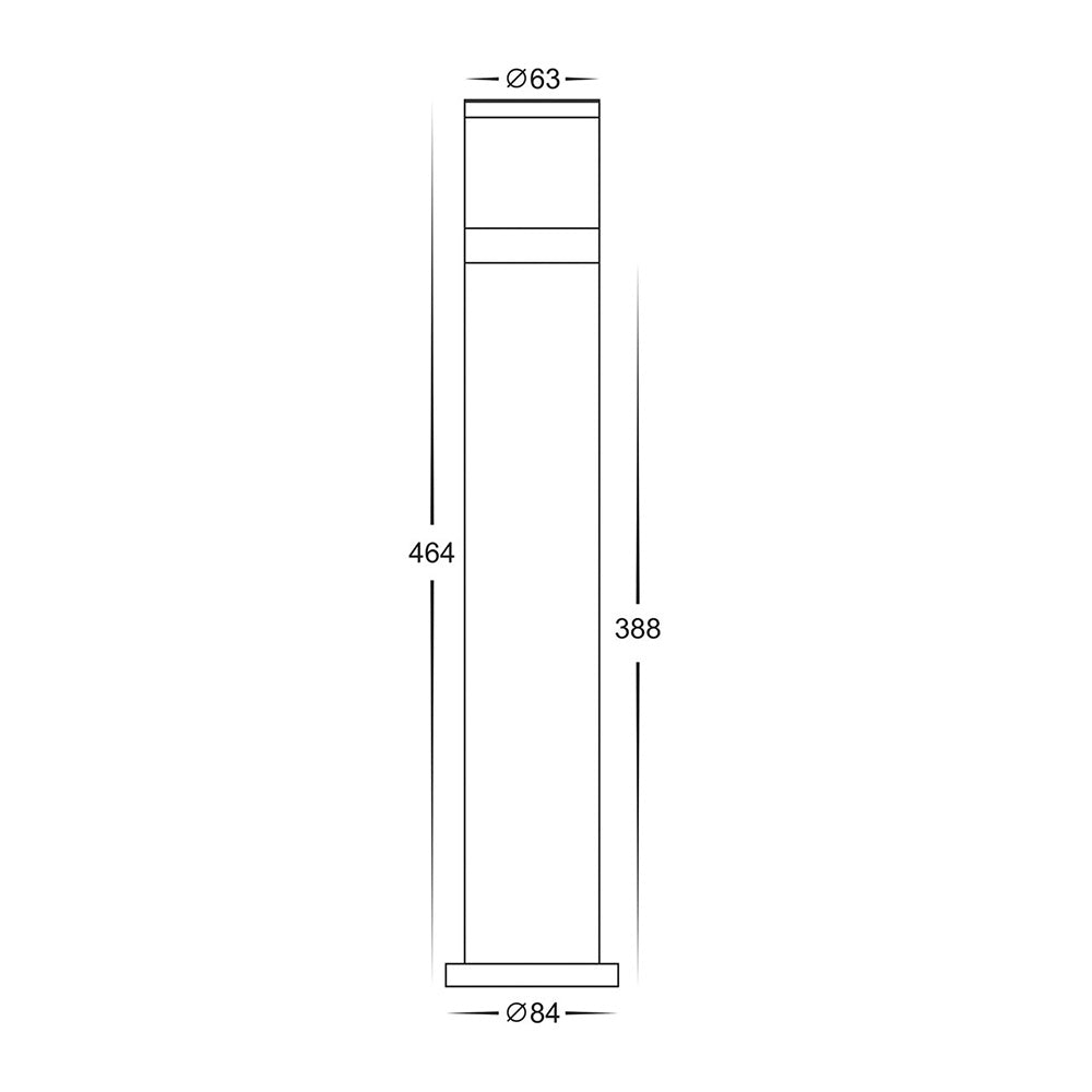 Highlite Bollard Light 12V H464mm Black Aluminium 3CCT - HV1622T-BLK-12V