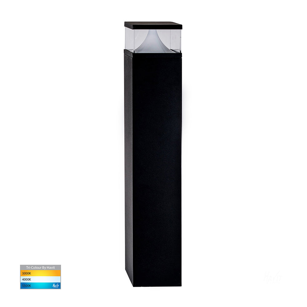 Buy Bollard Lights Australia Divad Square Bollard Light H600mm Black Aluminium 3CCT - HV1628T-BLK-240V-SQ