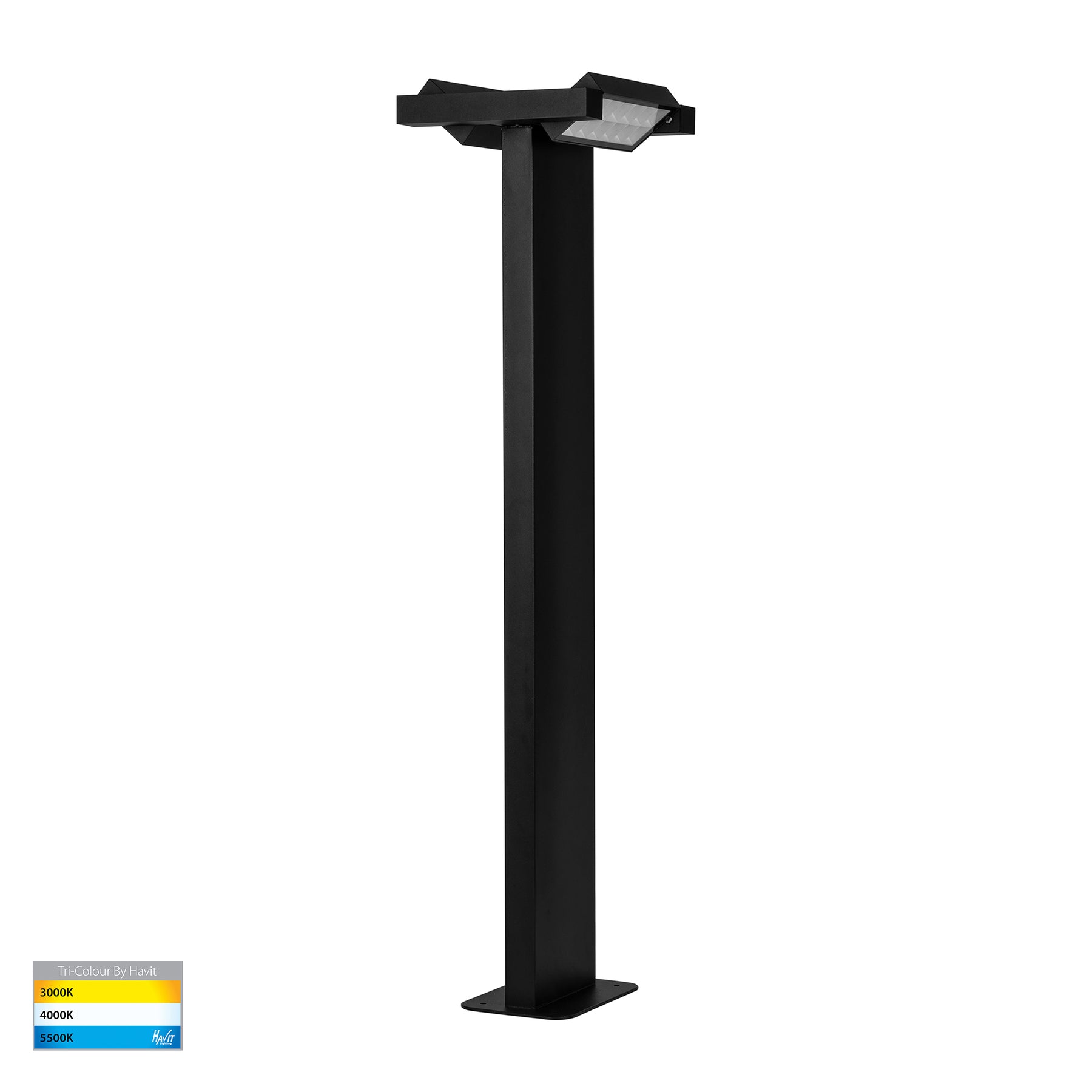 Locu Double Adjustable LED Bollard Light 240V 10W 3CCT Black - HV1635T-BLK-240V