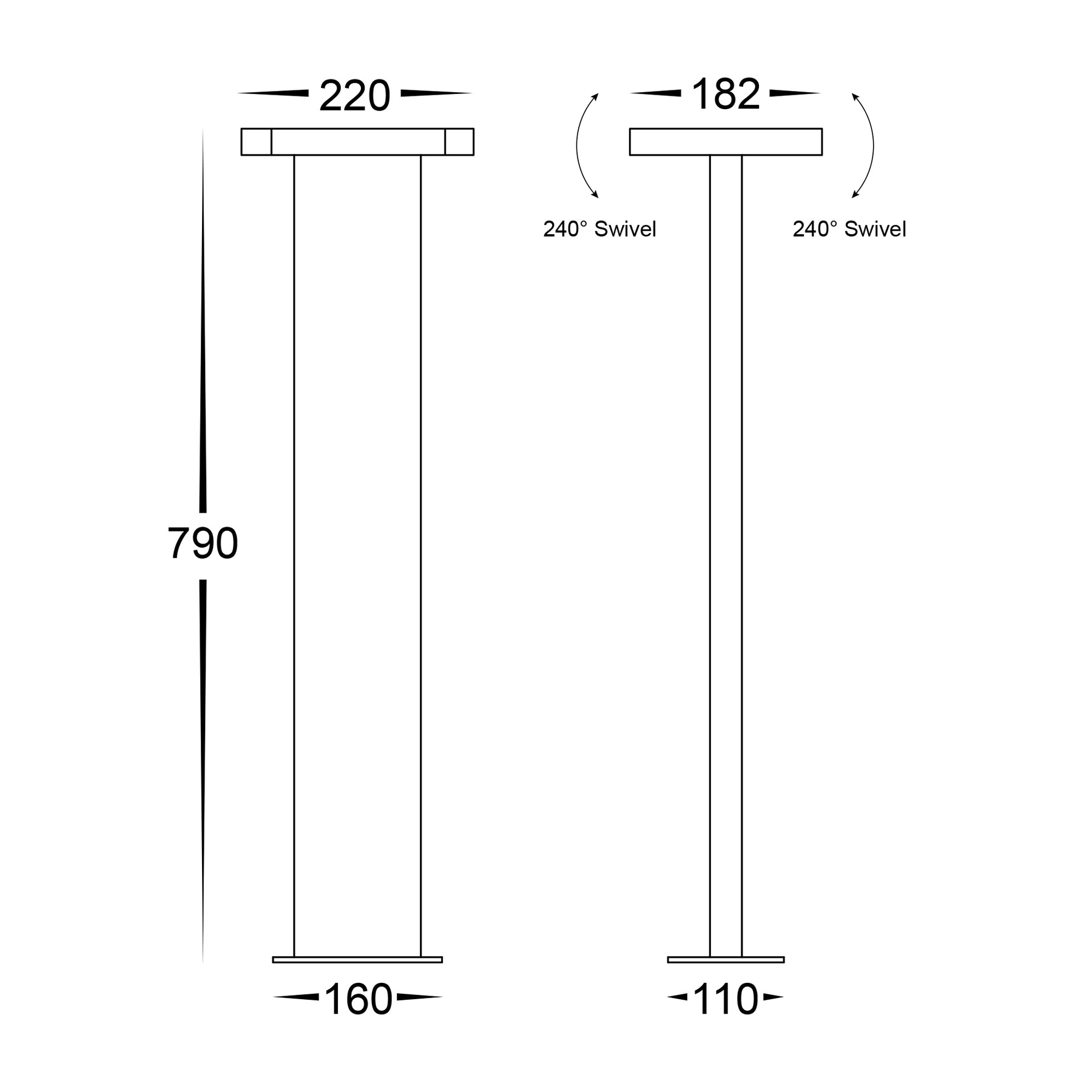 Locu Double Adjustable LED Bollard Light 240V 10W 3CCT Black - HV1635T-BLK-240V