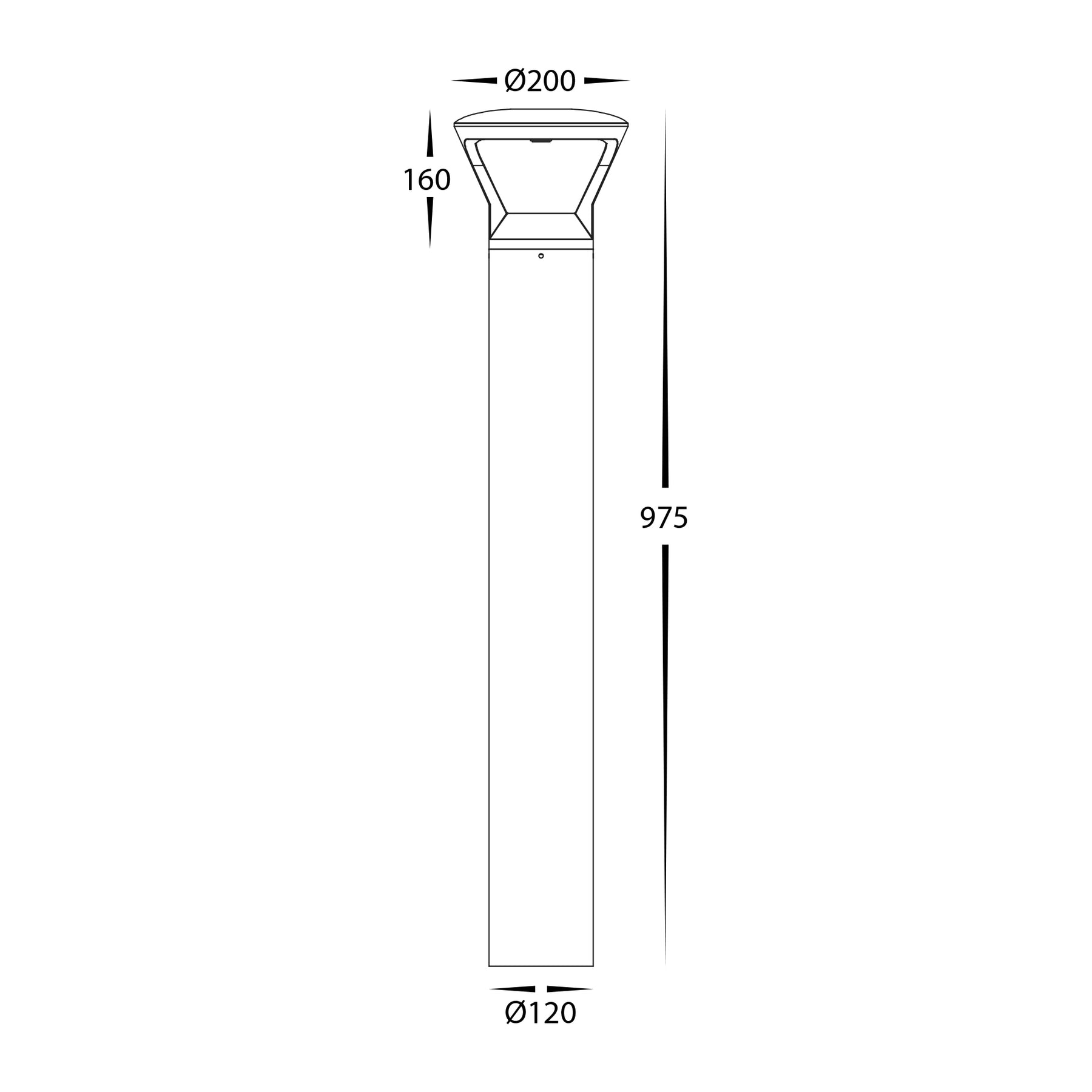Thema LED Bollard Light 240V 18W Tri Colour Black - HV1643T-BLK-240V