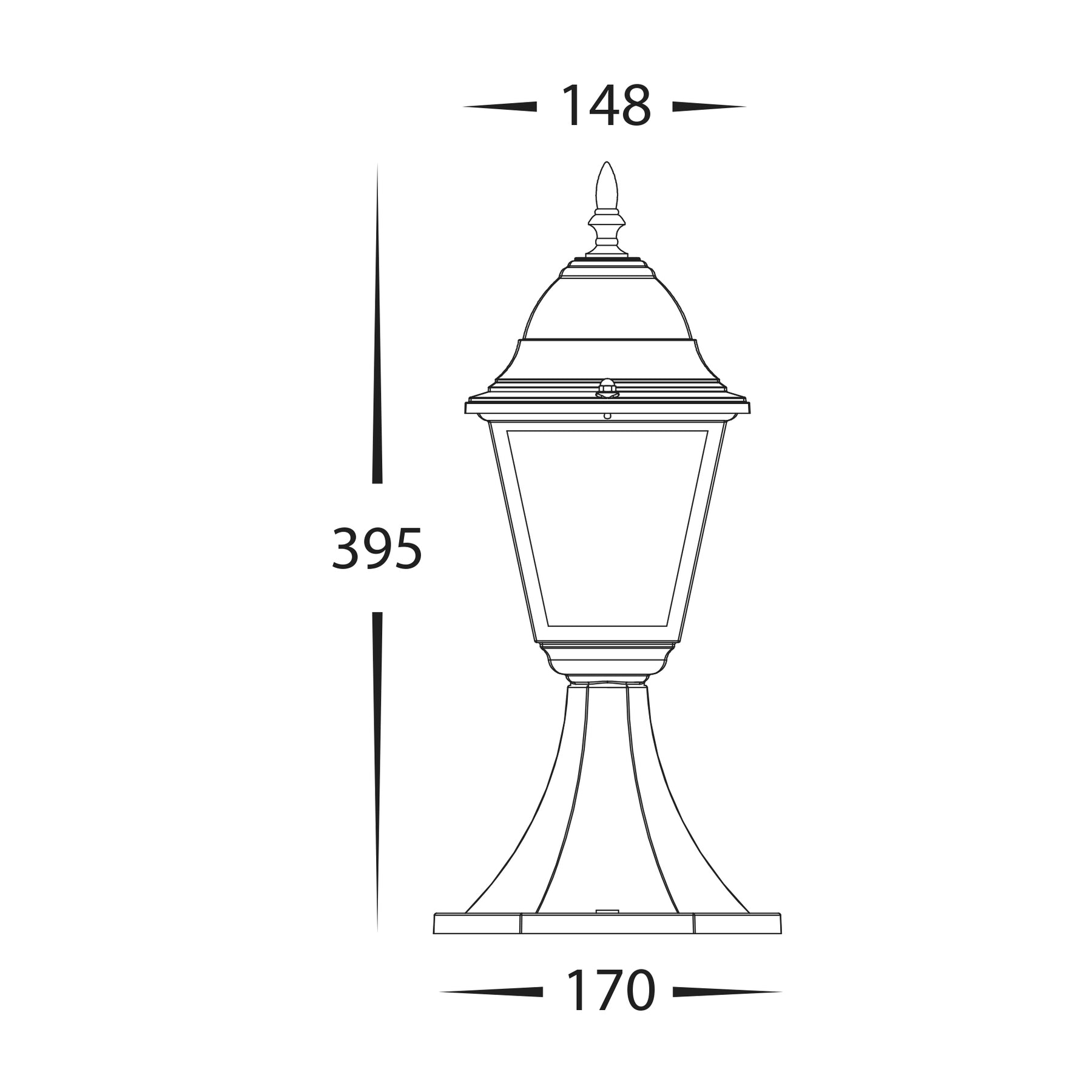 Fibra Aluminium 4 Panel Pillar Light 8W 2700K Black - HV1651W-BLK