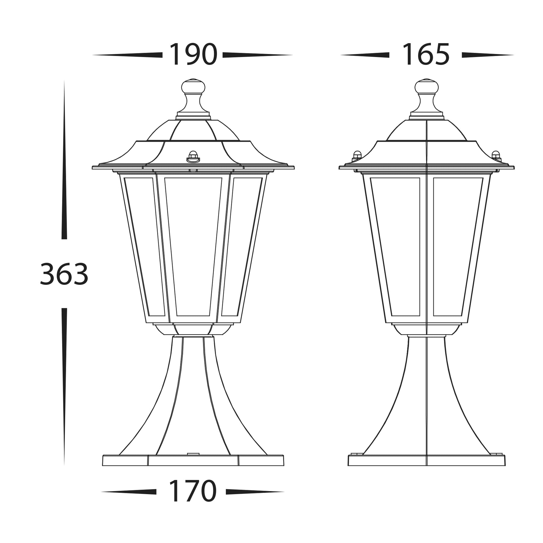 Fibra Aluminium 6 Panel Pillar Light 8W 2700K Black - HV1652W-BLK