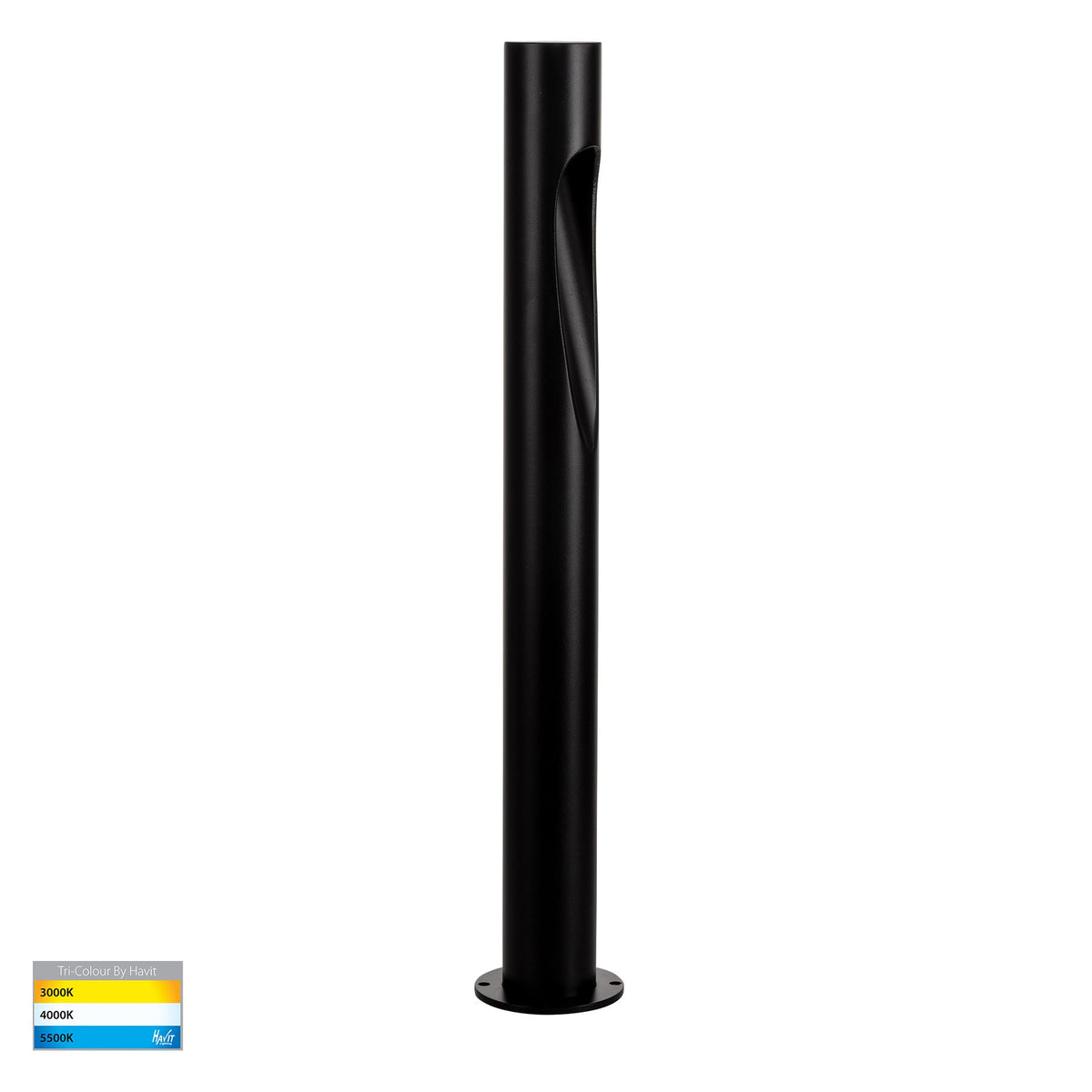Fedor Round LED Bollard Light 24V 5W Tri Colour Black - HV1660T-BLK-24V