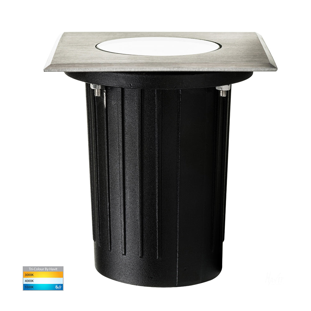 Buy Inground Lights Australia Luta Square Inground Light Adjustable 12V 316 Stainless Steel 3CCT - HV1825T-SQ