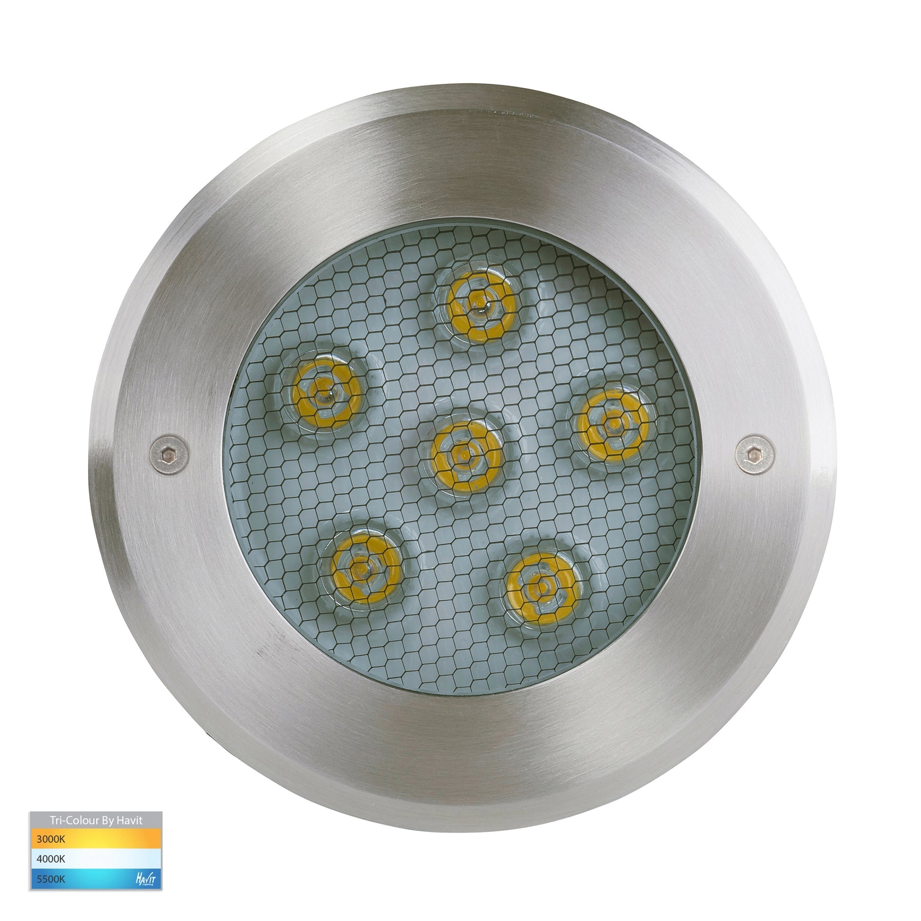 Split LED Inground Light 240V 5W Tri Colour Stainless Steel - HV1842T-240V