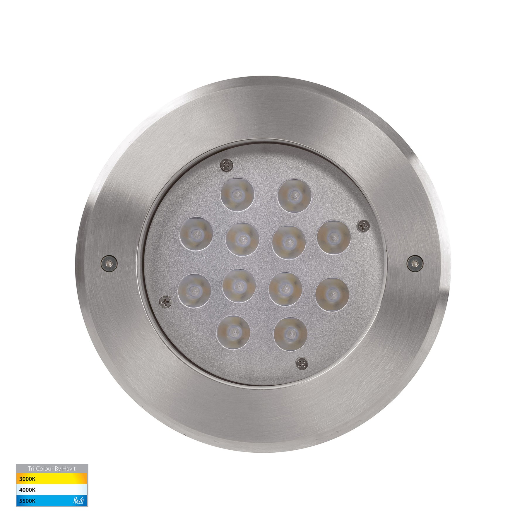 Split LED Inground Light 240V 24W Tri Colour Stainless Steel - HV1847T