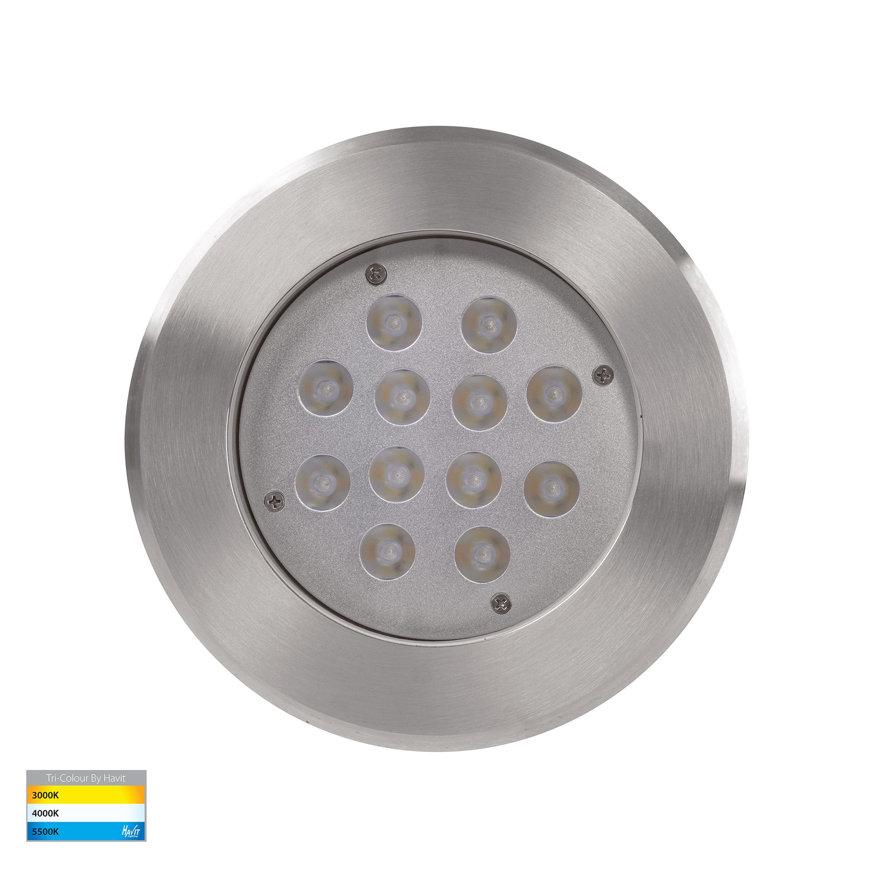 Split LED Inground Light 240V 24W Tri Colour Stainless Steel - HV1847T
