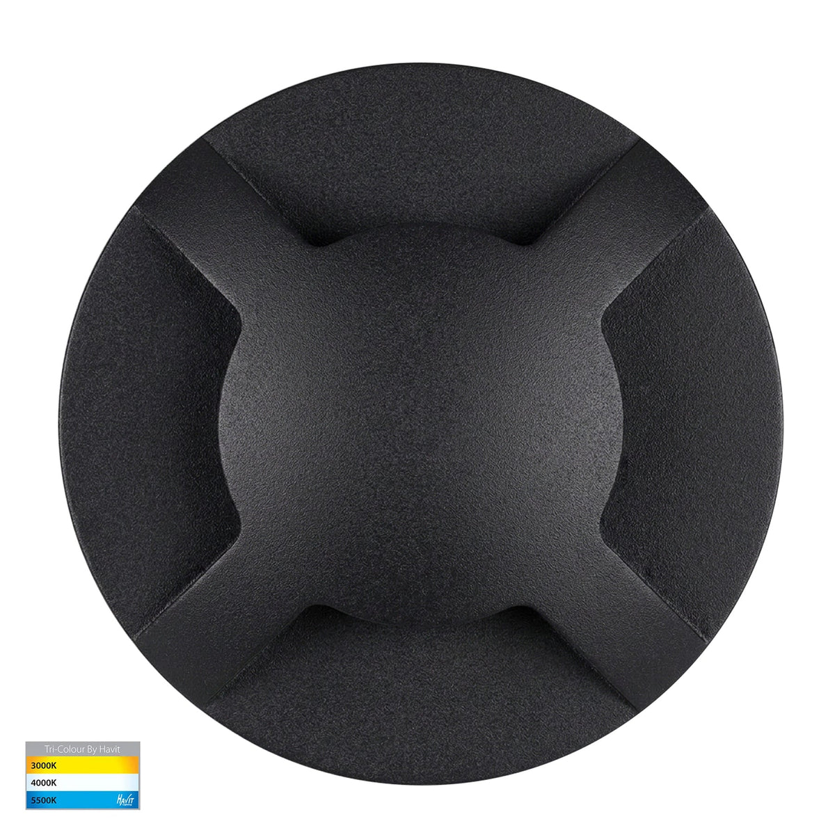 Viale LED Four Way Driveway Inground Light 12V 5W Tri Colour Black - HV19092T-BLK