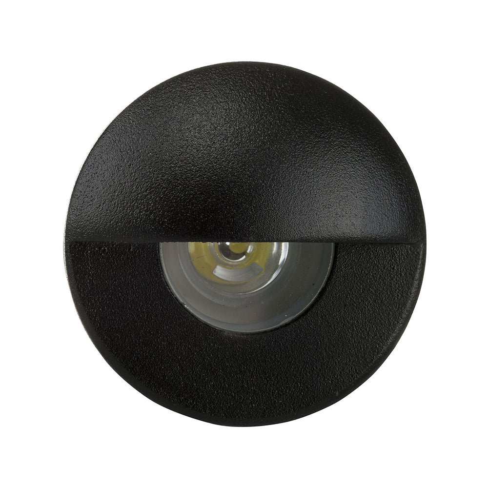 Buy Outdoor Step Lights Australia Mini Ollo Eyelid Outdoor Step Light 12V Black Polycarbonate 3000K - HV2891W-BLK