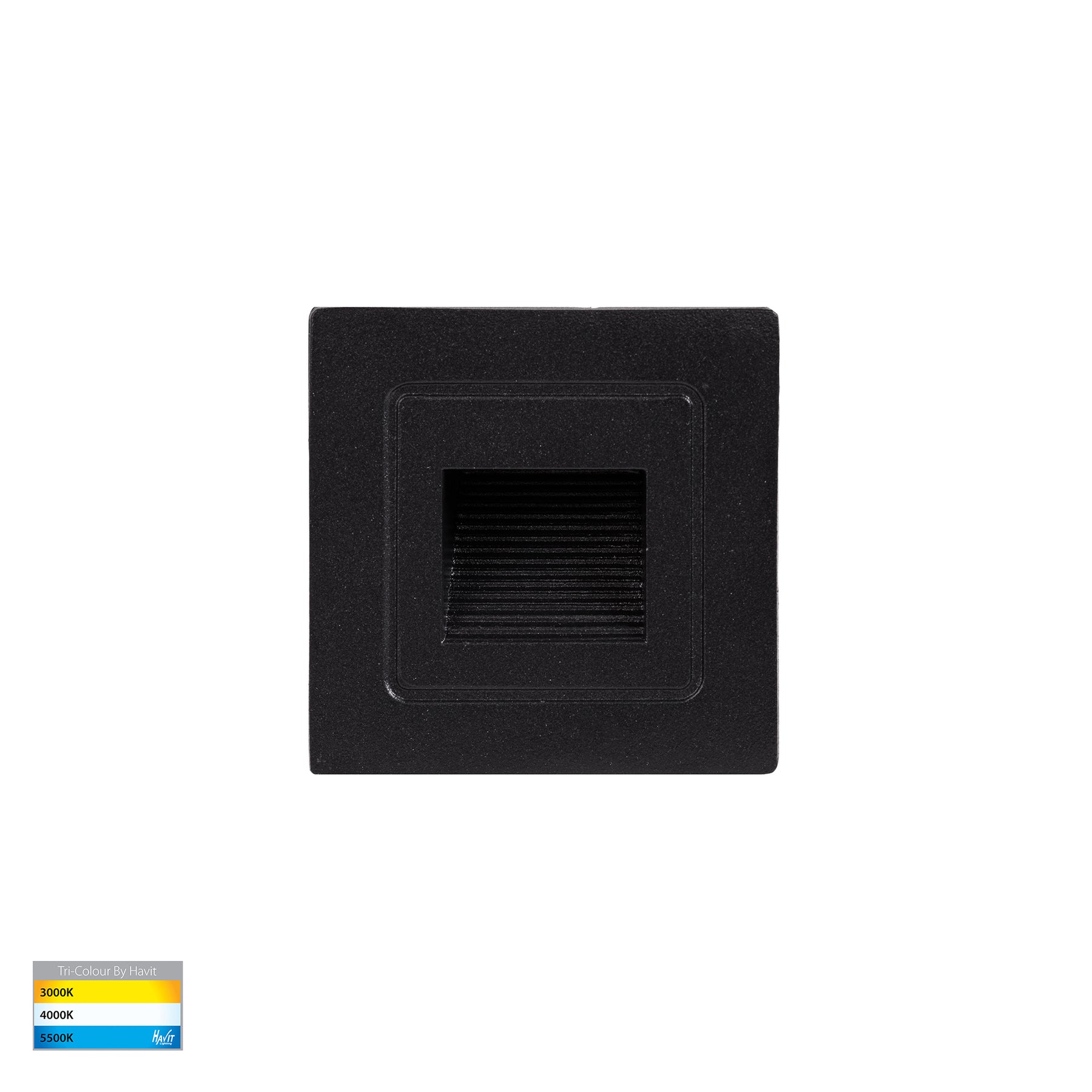 Trin Small LED Square Step 12V 1W Tri Colour Black - HV3111T-BLK-12V