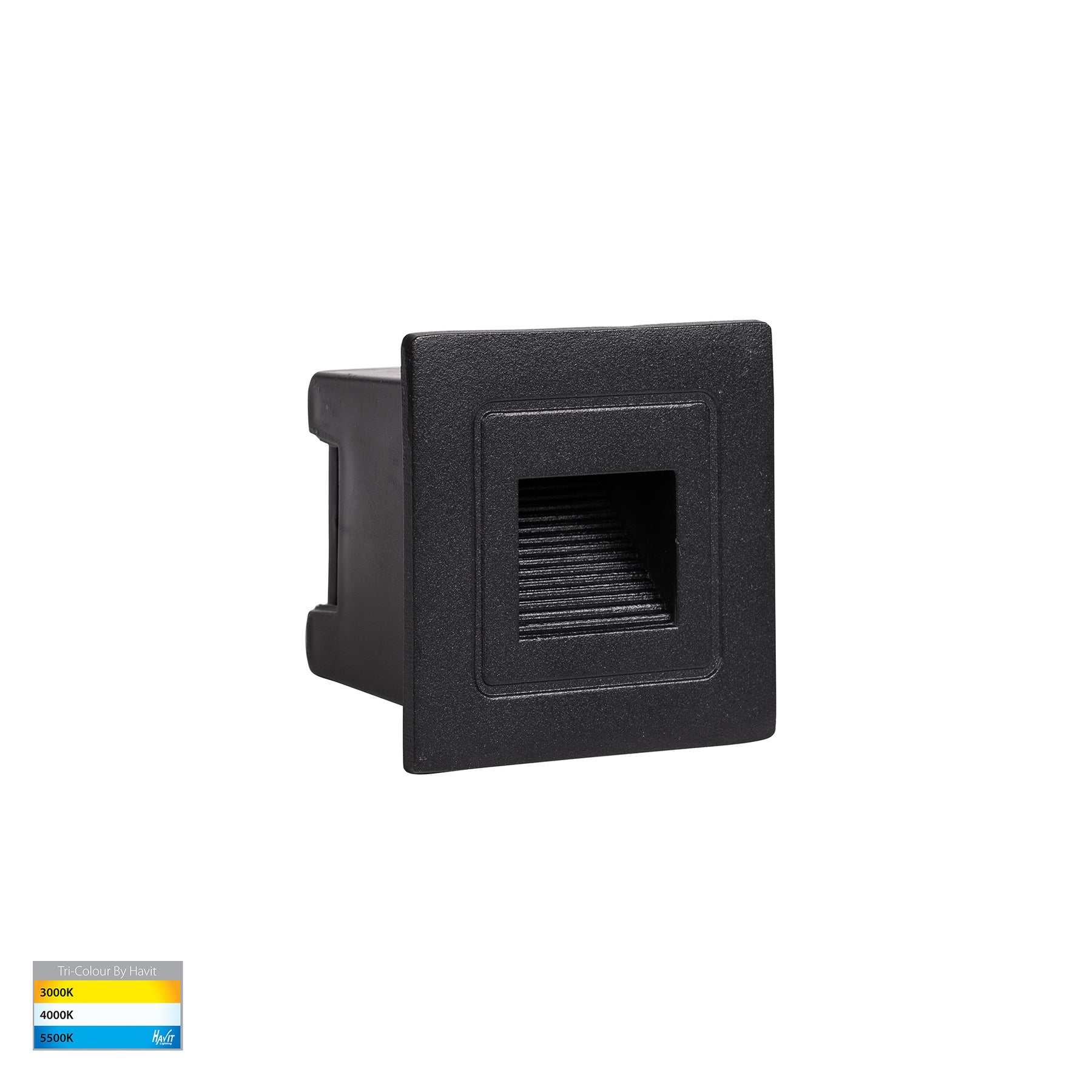 Trin Small LED Square Step 12V 1W Tri Colour Black - HV3111T-BLK-12V