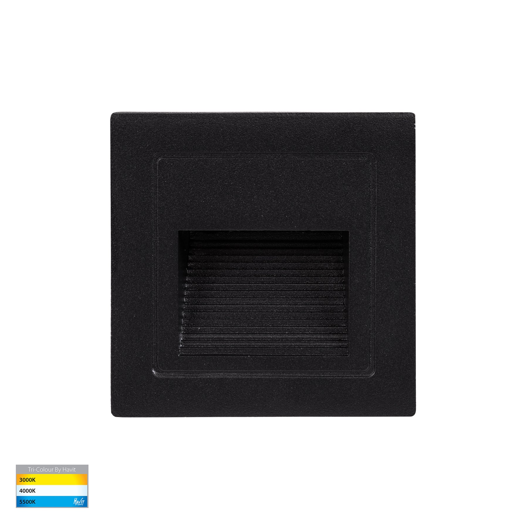 Trin Large LED Square Step Light 240V 3W Tri Colour Black - HV3112T-BLK-240V