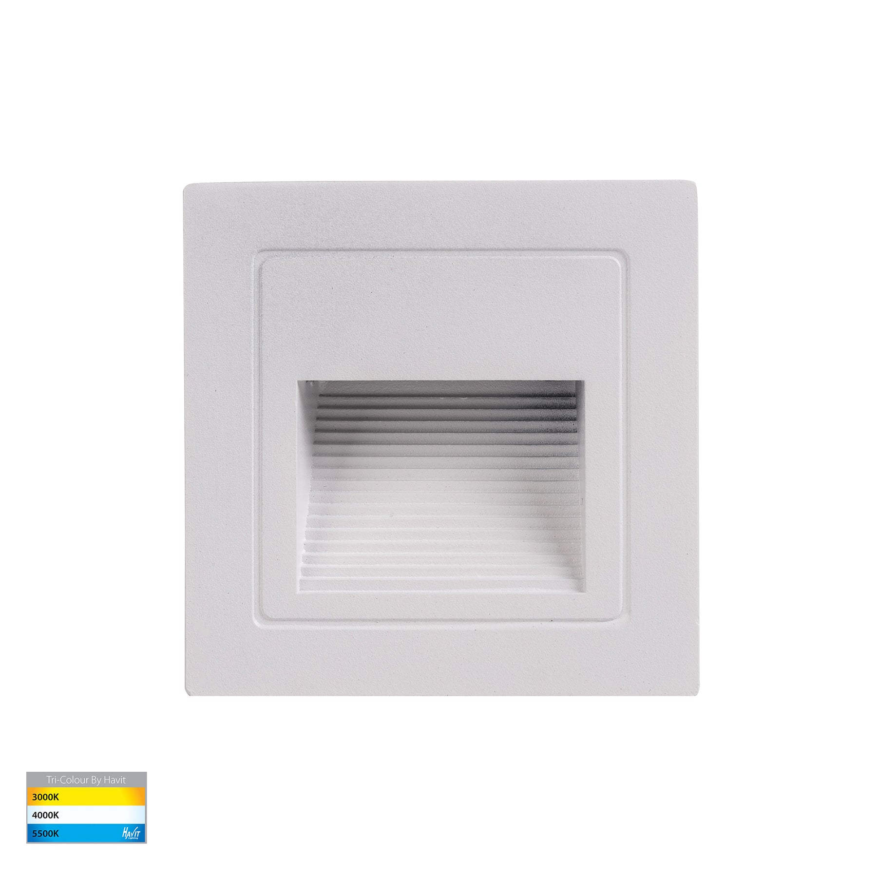 Trin Large LED Square Step Light 240V 3W Tri Colour White - HV3112T-WHT-240V