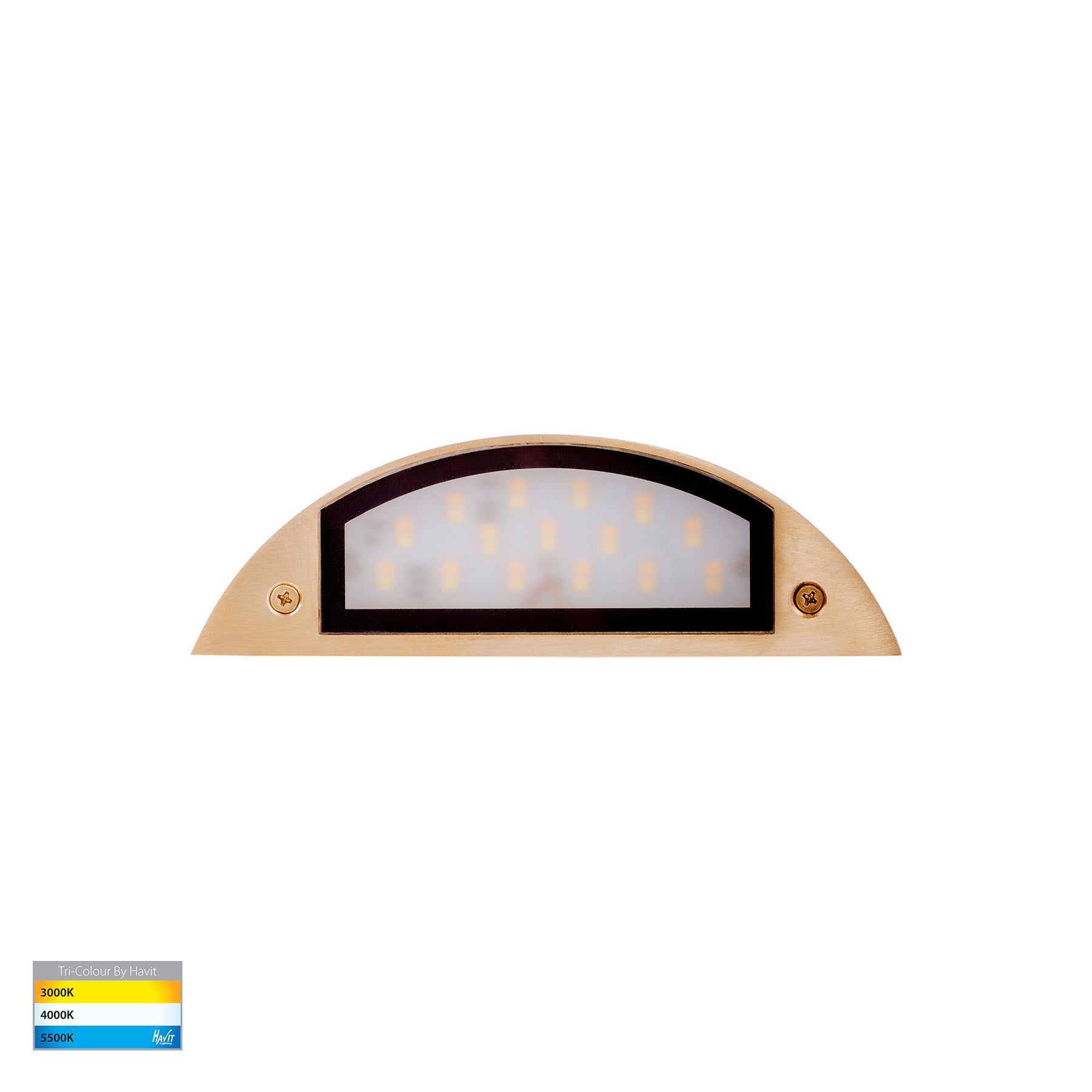 Curva LED Step Light Solid Brass 12V 5W Tri Colour - HV3252T-BR-12V