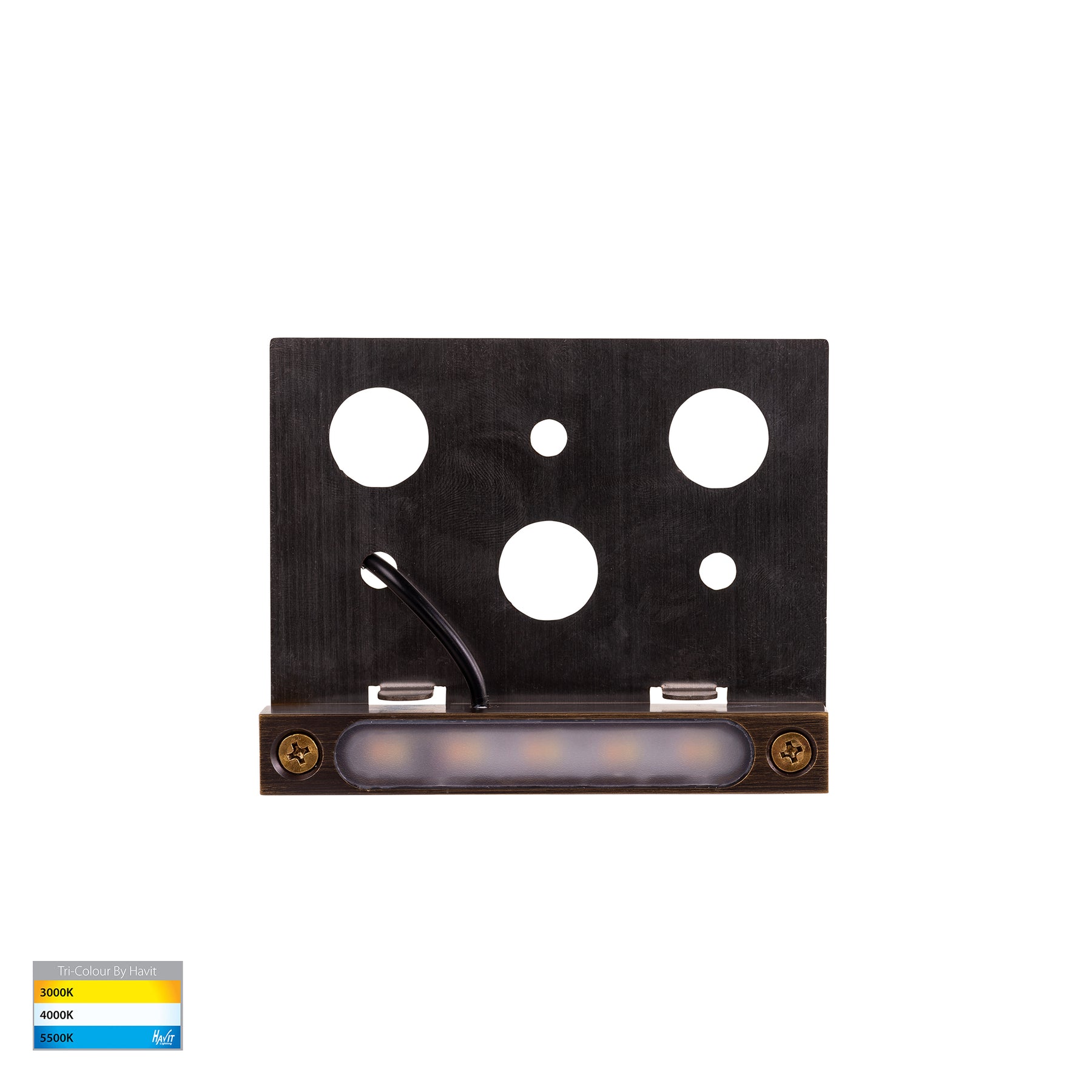 Preston LED Step Light Antique Brass 12V 2.5W Tri Colour - HV3297T-AB-12V