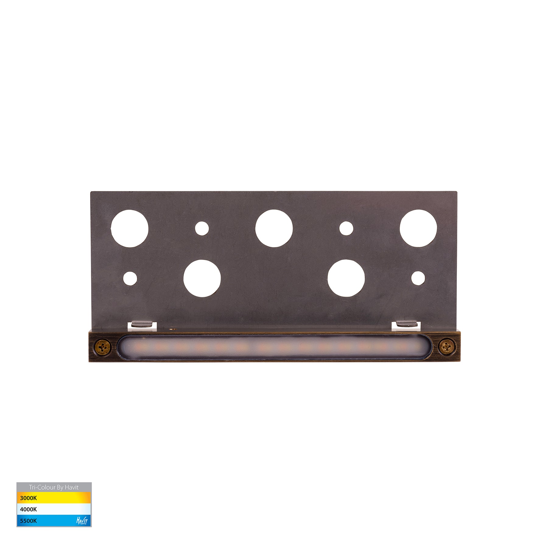 Preston LED Step Light Antique Brass 12V 5W Tri Colour - HV3298T-AB-12V