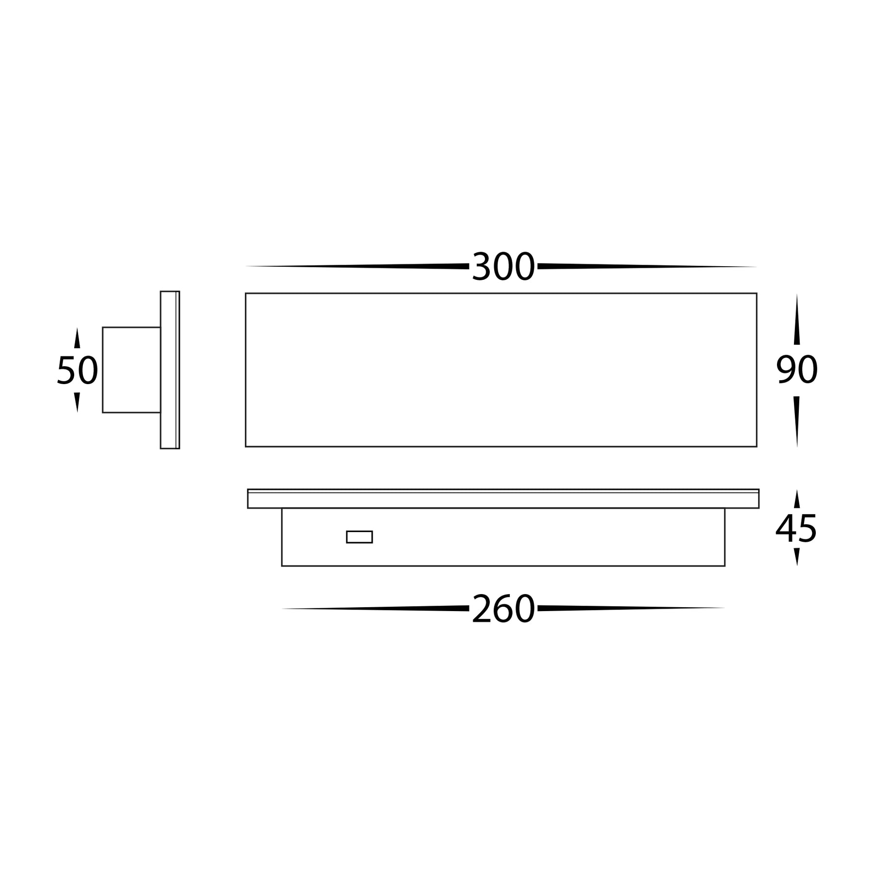 Barline Shadow LED 300mm Wall Light 24V 4.5W-9W 3CCT Black - HV3571T-BLK-24V