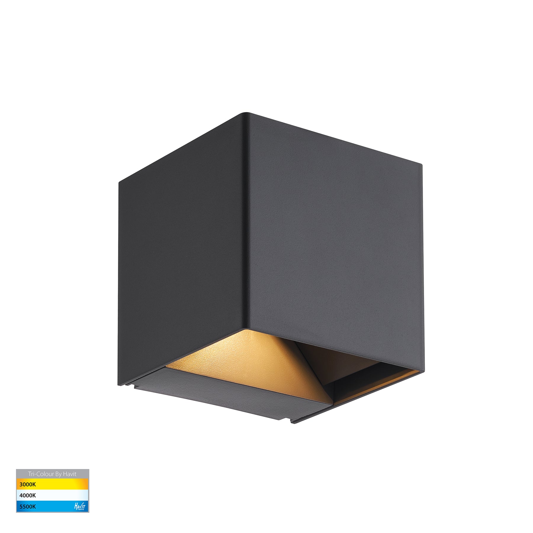 Celes Square LED Up & Down Wall Light 240V 3W 3CCT Black - HV3611T-BLK