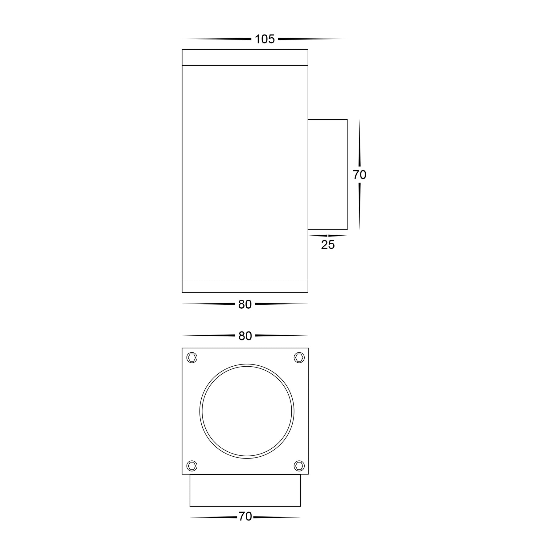 Quadru Aluminium LED Square Up & Down Wall Light Black 240V TRI Colour - HV3624T-BLK