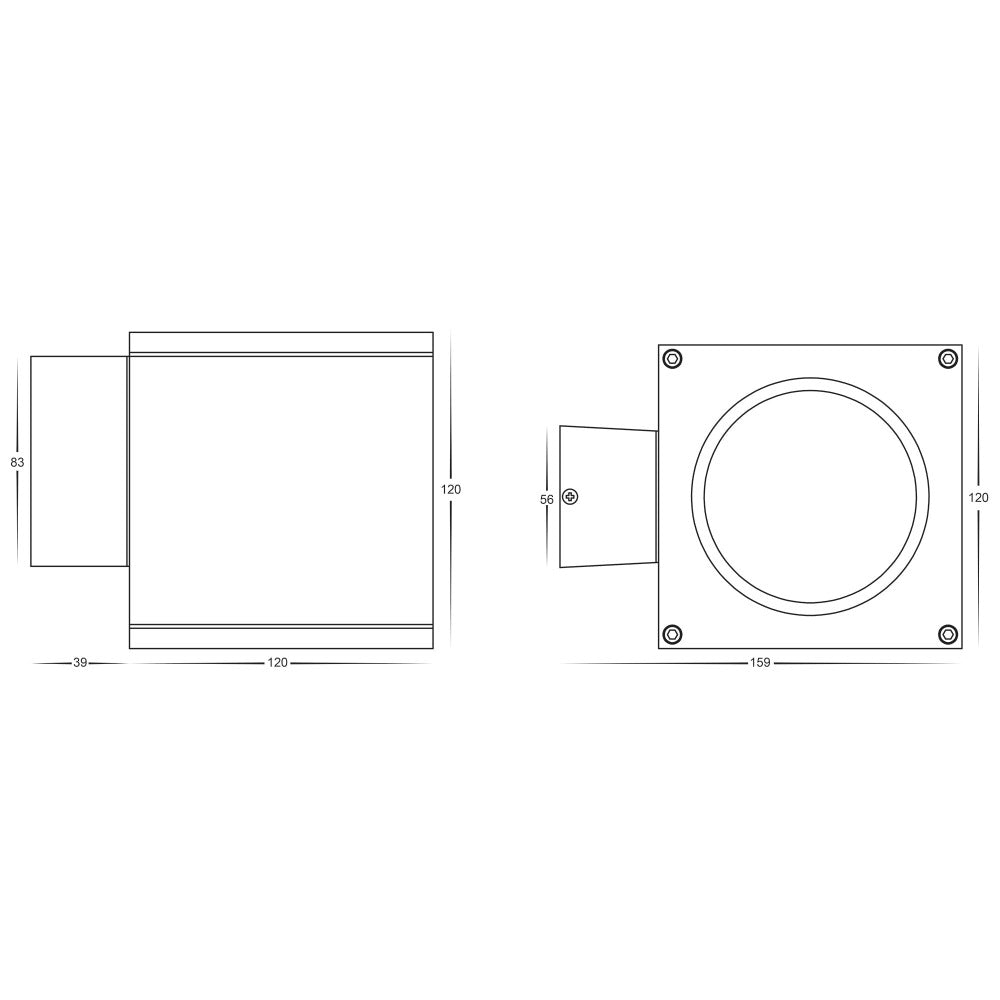 Buy Exterior Wall Lights Australia Porter Square LED Large Fixed Down Wall Light Black 3CCT - HV3628T-BLK-SQ