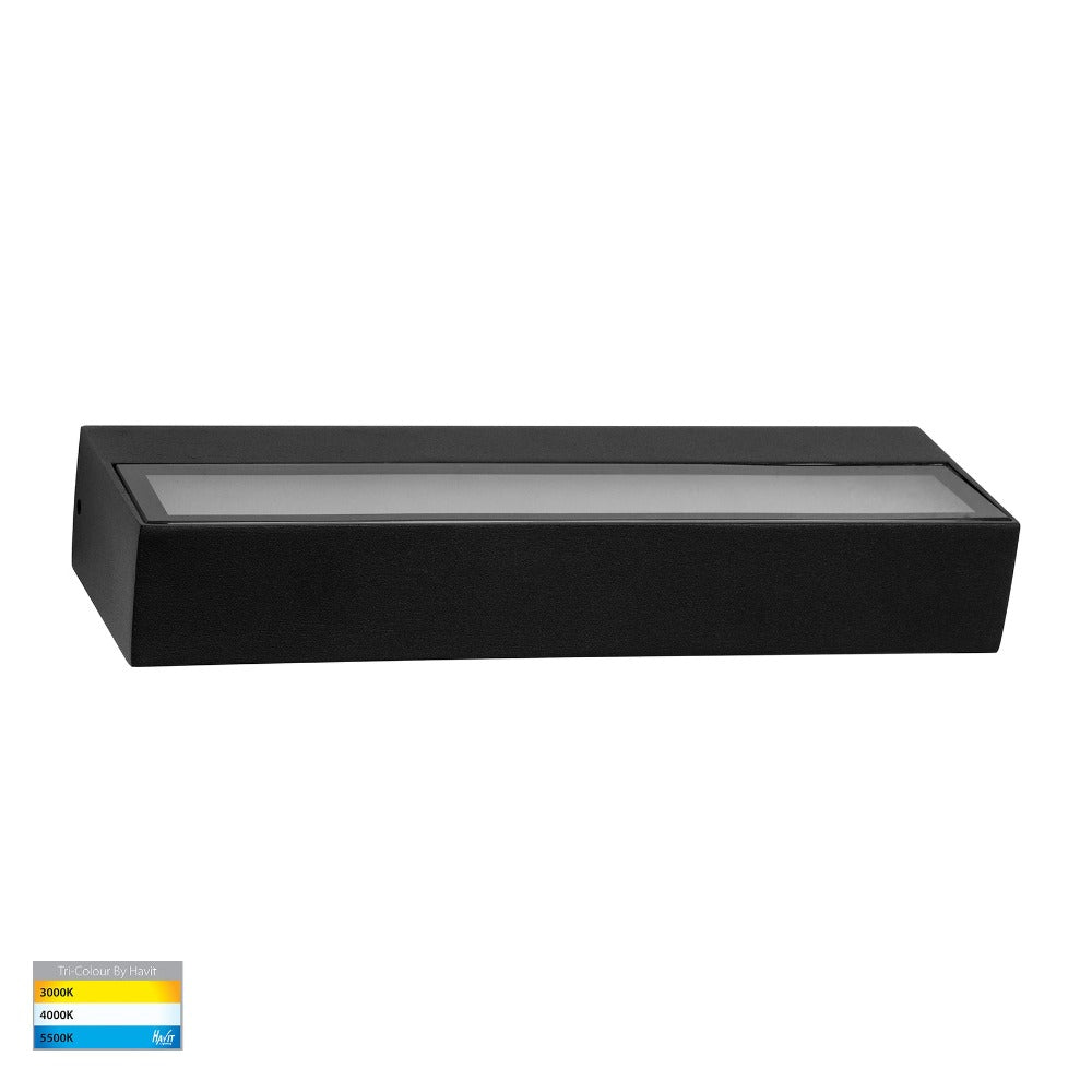 Buy Exterior Wall Lights Australia Siena Exterior Wall Light W220mm Black 3CCT - HV3656T-BLK