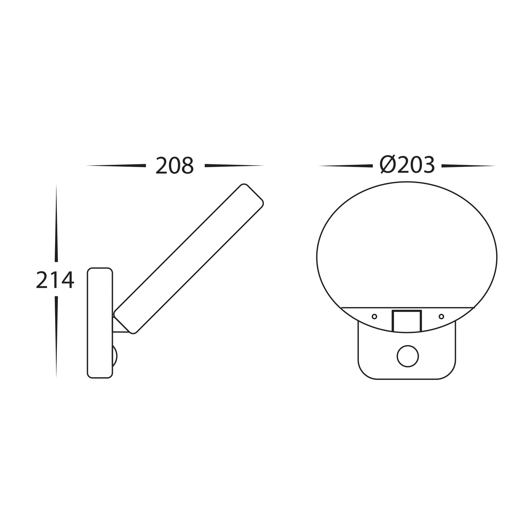 Solarni Solar Wall Light Polycarbonate Black 9W 4000K - HV36724-BLK